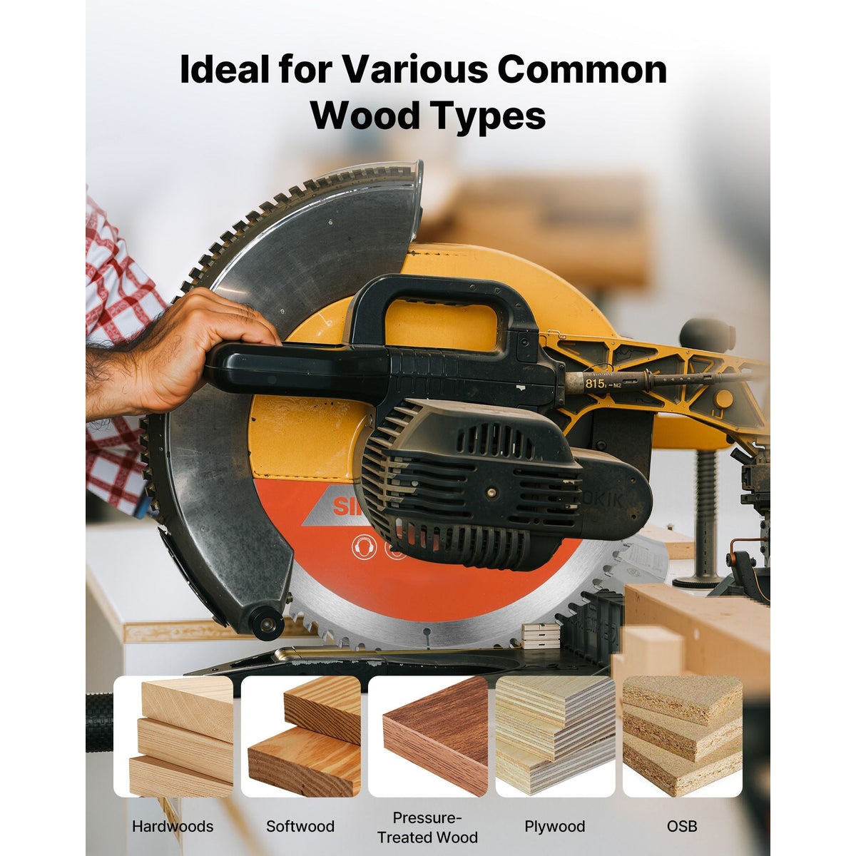 Circular Saw Blade, 12 inch Diameter, 80 Sharp Alloy Teeth, 1 inch Arbor, Fine Finish, Wood Cutting Blade for Circular Saw, with Noise-Reducing Heat Vents, for Cutting Plywood, OSB, Hardwood
