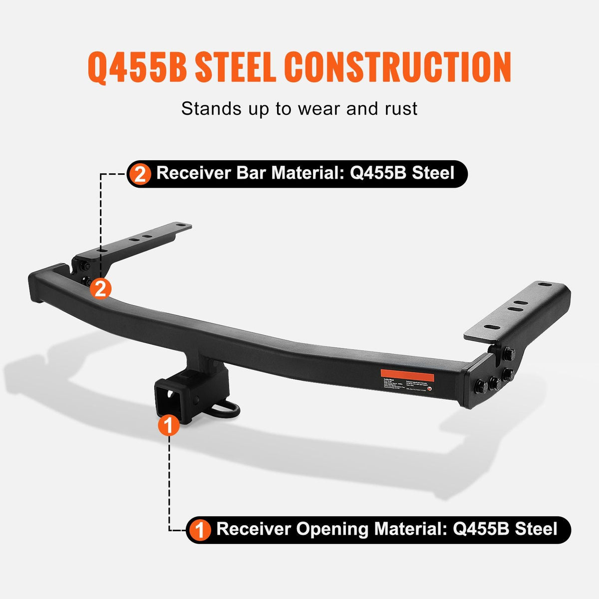 Class 3 Trailer Hitch, 2-Inch Receiver, Q455B Steel Tube Frame, Compatible with 2020-2023 Toyota Highlander, Multi-Fit Hitch to Receive Ball Mount, Cargo Carrier, Bike Rack, and Tow Hook, Black