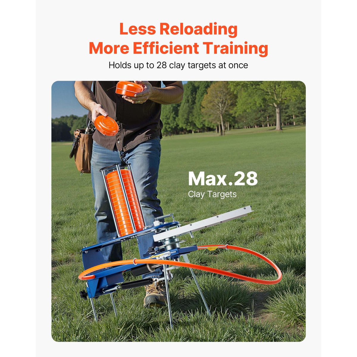 Clay Target Thrower, Max 28 Clays Pigeon Thrower, 45+ Yards Automatic Skeet and Trap Launcher with Adjustable Angle & Foot Pedal for Clays Throwing Shooting Sports