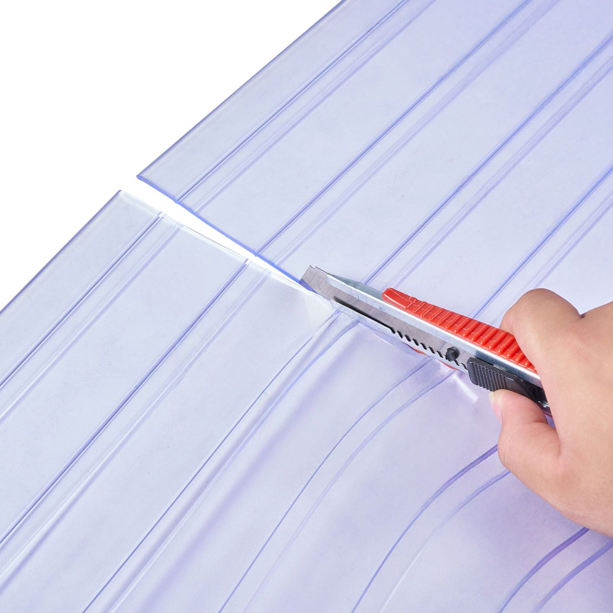 Clear PVC Strip Curtain, 50 ft Length x 8 in Width, Ribbed Plastic Door Strip Bulk Roll, Walk in Freezer Cooler Curtain Strips for Doorways of Supermarket, Garage, Warehouse, Pet Animal House