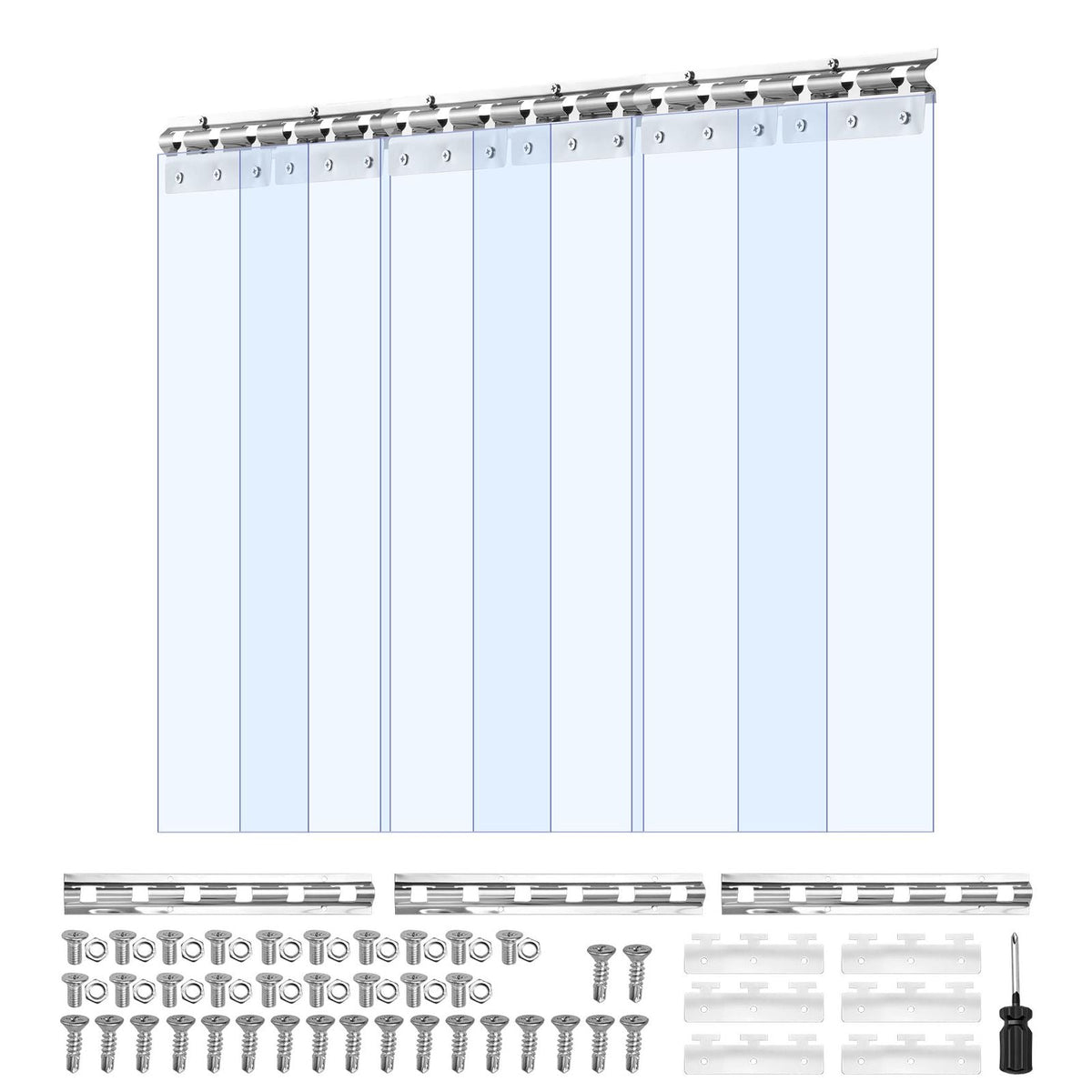Clear PVC Strip Curtain, 80 in Height x 36 in Width x 0.08 in Thickness, 6 PCS Walk in Freezer Cooler Curtain Strips, Smooth Waterproof Plastic Door Strips for Warehouse, Freezer, Garage Doors