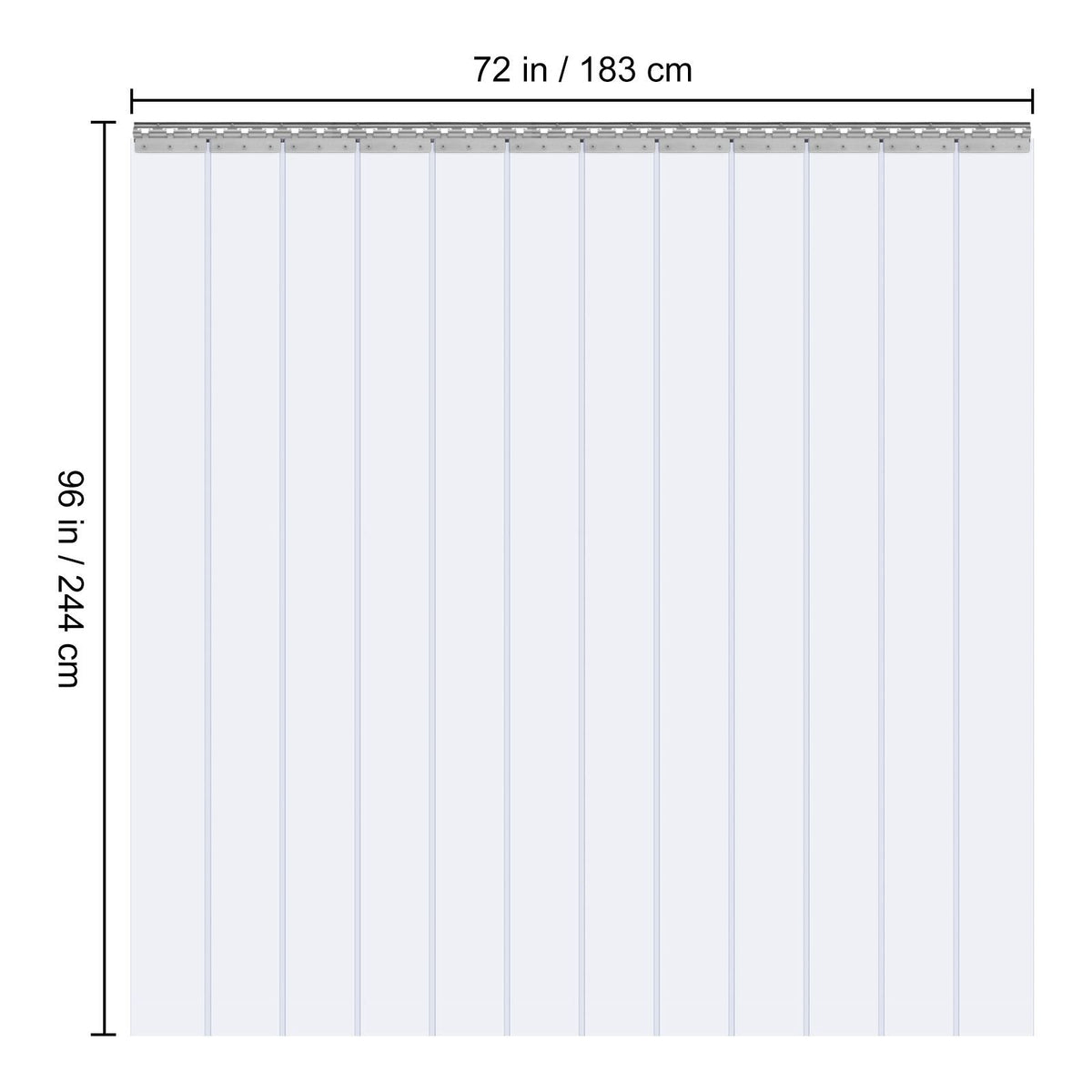 Clear PVC Strip Curtain, 96 in Height x 72 in Width x 0.08 in Thickness, 12 PCS Walk in Freezer Cooler Curtain Strips, Smooth Waterproof Plastic Door Strips for Warehouse, Freezer, Garage Doors