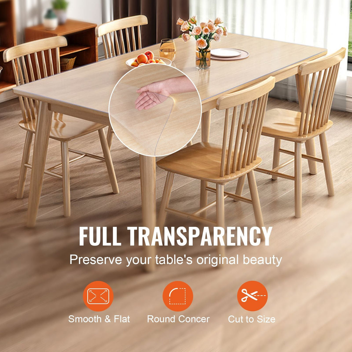 Clear Table Cover Protector, 18" x 48"/ 460 x 1232 mm Table Cover, 1.5 mm Thick PVC Plastic Tablecloth, Waterproof Desktop Protector for Writing Desk, Coffee Table, Dining Room Table