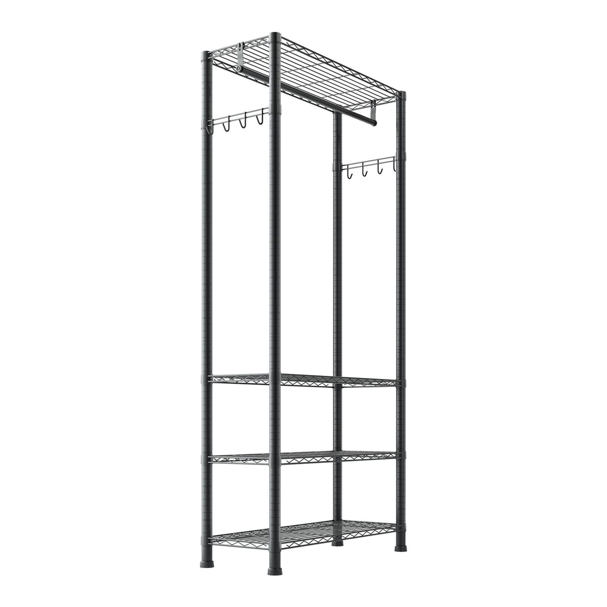 Clothing Garment Rack, Heavy Duty Clothing Garment Rack, 4 Adjustable Tiers Clothing Racks with Carbon Steel, 500 lbs Load Capacity Closet Wardrobe for Bedroom, Clothing Store, Hallway