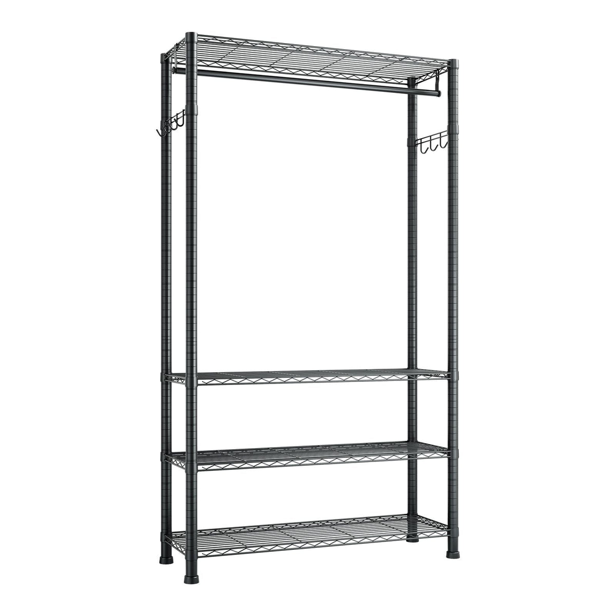 Clothing Garment Rack, Heavy Duty Clothing Garment Rack, 4 Adjustable Tiers Clothing Racks with Carbon Steel, 500 lbs Load Capacity Closet Wardrobe for Bedroom, Clothing Store, Hallway