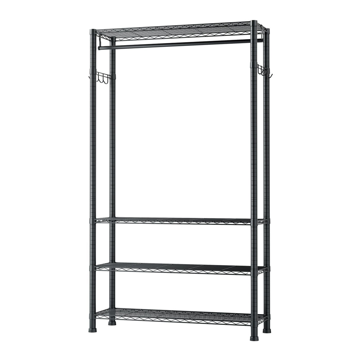 Clothing Garment Rack, Heavy Duty Clothing Garment Rack, 4 Adjustable Tiers Clothing Racks with Carbon Steel, 500 lbs Load Capacity Closet Wardrobe for Bedroom, Clothing Store, Hallway