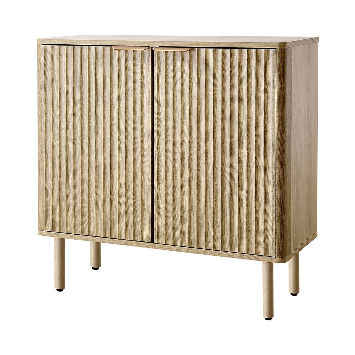 Coffee Bar Cabinet, Mid Century Fluted Coffee Bar Table with 2-Tier Storage, Buffet Stand Cabinet with 2 Barn Door, Sideboard Buffet Station for Living Room, Entryway, 31.5 x 14.7 x 31.5 in, Oak