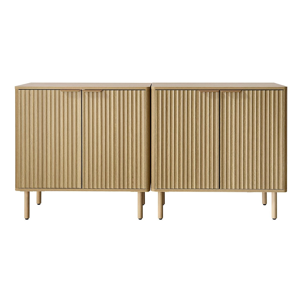 Coffee Bar Cabinet, Mid Century Fluted Coffee Bar Table with 2-Tier Storage, Buffet Stand Cabinet with 4 Barn Doors, Sideboard Buffet Station for Living Room, Entryway, 31.5x14.7x31.5 in(Single)