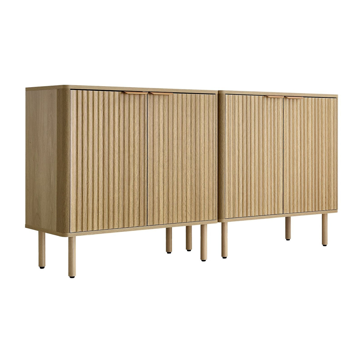 Coffee Bar Cabinet, Mid Century Fluted Coffee Bar Table with 2-Tier Storage, Buffet Stand Cabinet with 4 Barn Doors, Sideboard Buffet Station for Living Room, Entryway, 31.5x14.7x31.5 in(Single)