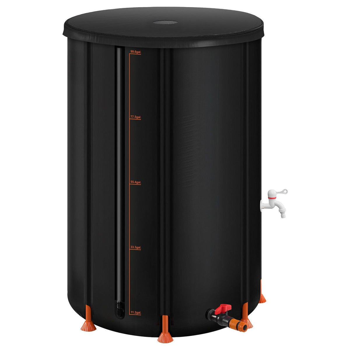 Collapsible Rain Barrel, 100 Gallon Portable Rain Water Collection Barrel, 1000D PVC Rainwater Collection System, Garden Water Catcher Tank Storage Container with Spigot & Overflow Kit, Black