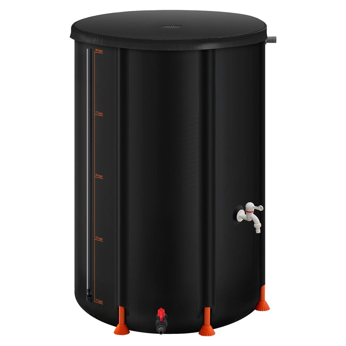 Collapsible Rain Barrel, 100 Gallon Portable Rain Water Collection Barrel, 1000D PVC Rainwater Collection System, Garden Water Catcher Tank Storage Container with Spigot & Overflow Kit, Black