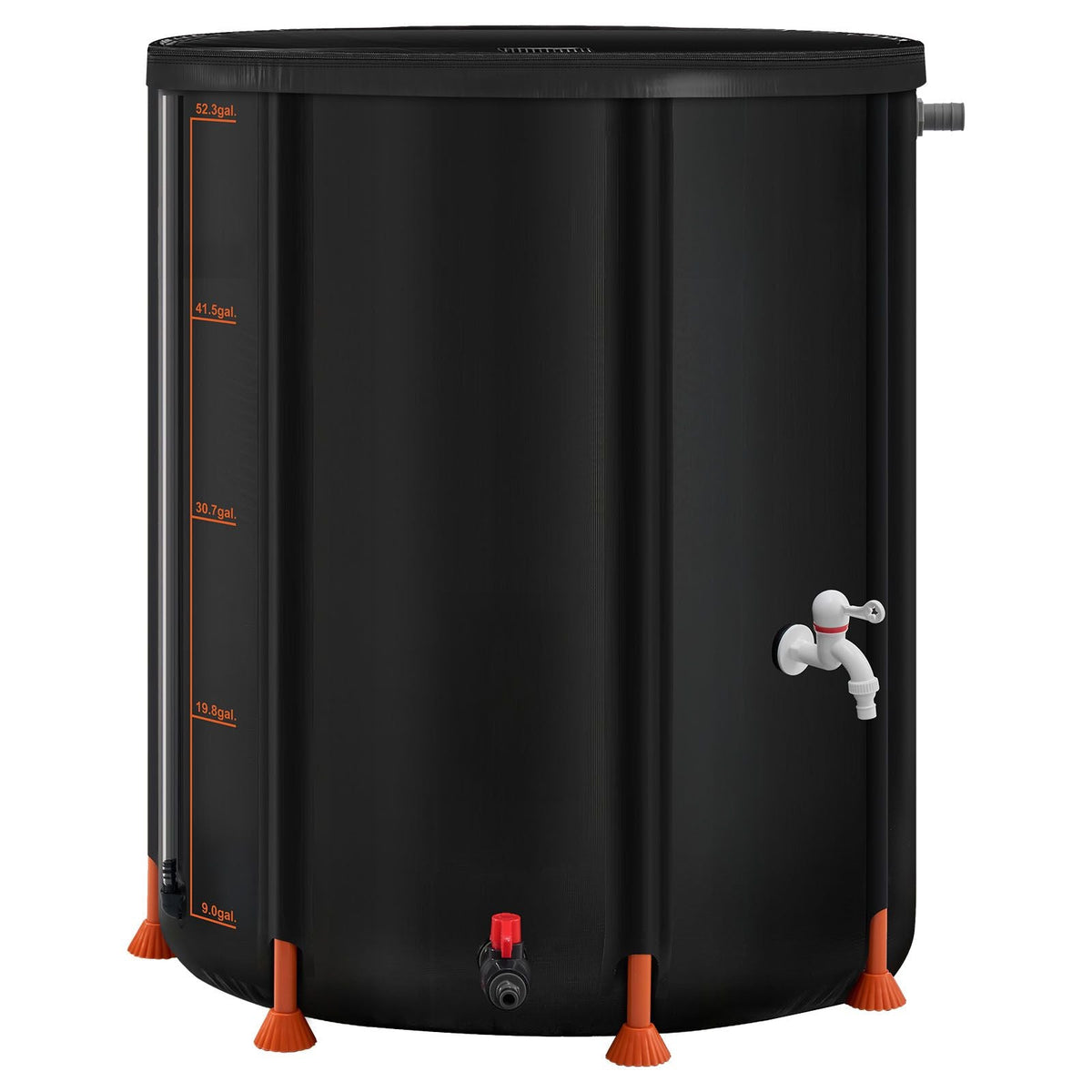 Collapsible Rain Barrel, 53 Gallon Portable Rain Water Collection Barrel, 1000D PVC Rainwater Collection System, Garden Water Catcher Tank Storage Container with Spigot & Overflow Kit, Black