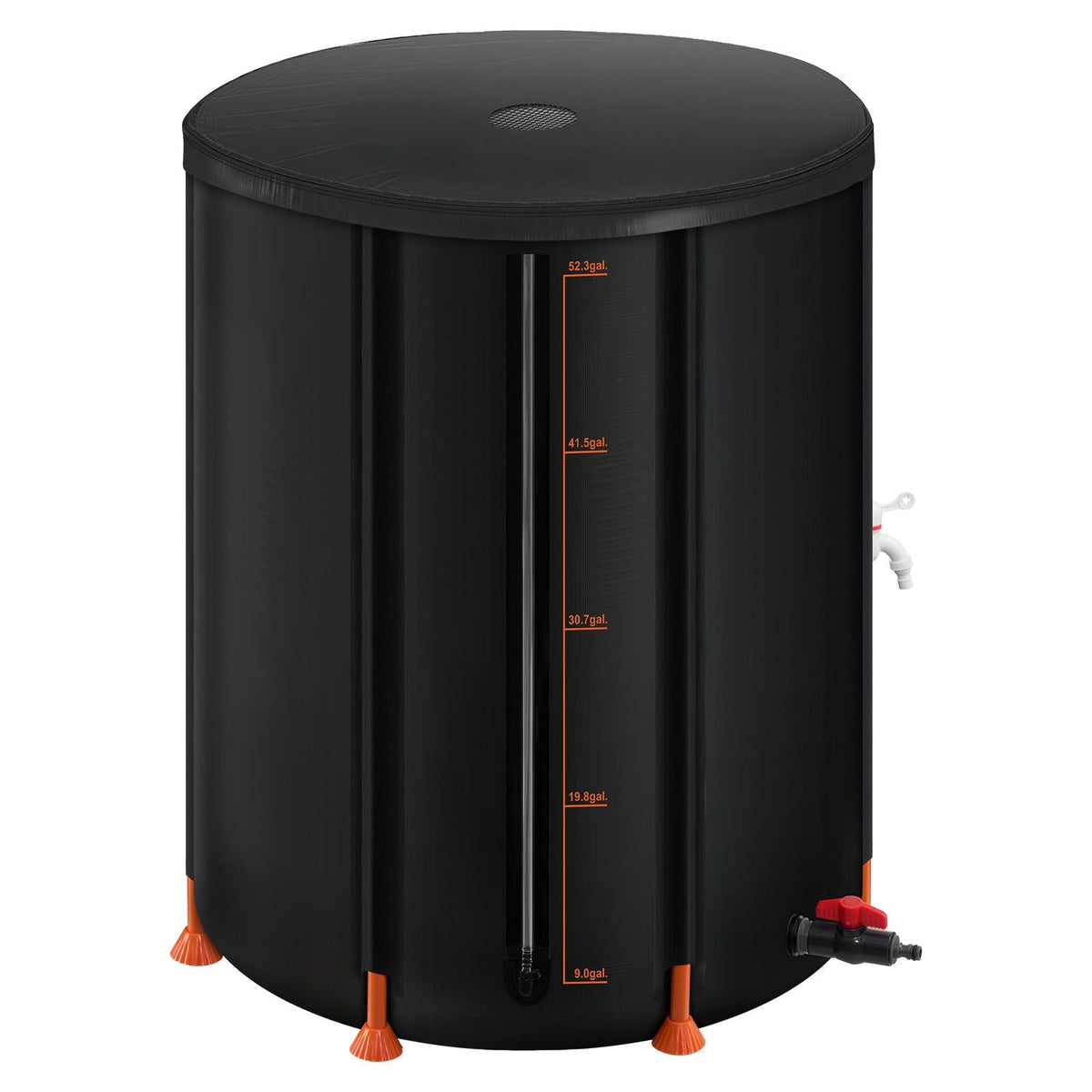 Collapsible Rain Barrel, 53 Gallon Portable Rain Water Collection Barrel, 1000D PVC Rainwater Collection System, Garden Water Catcher Tank Storage Container with Spigot & Overflow Kit, Black