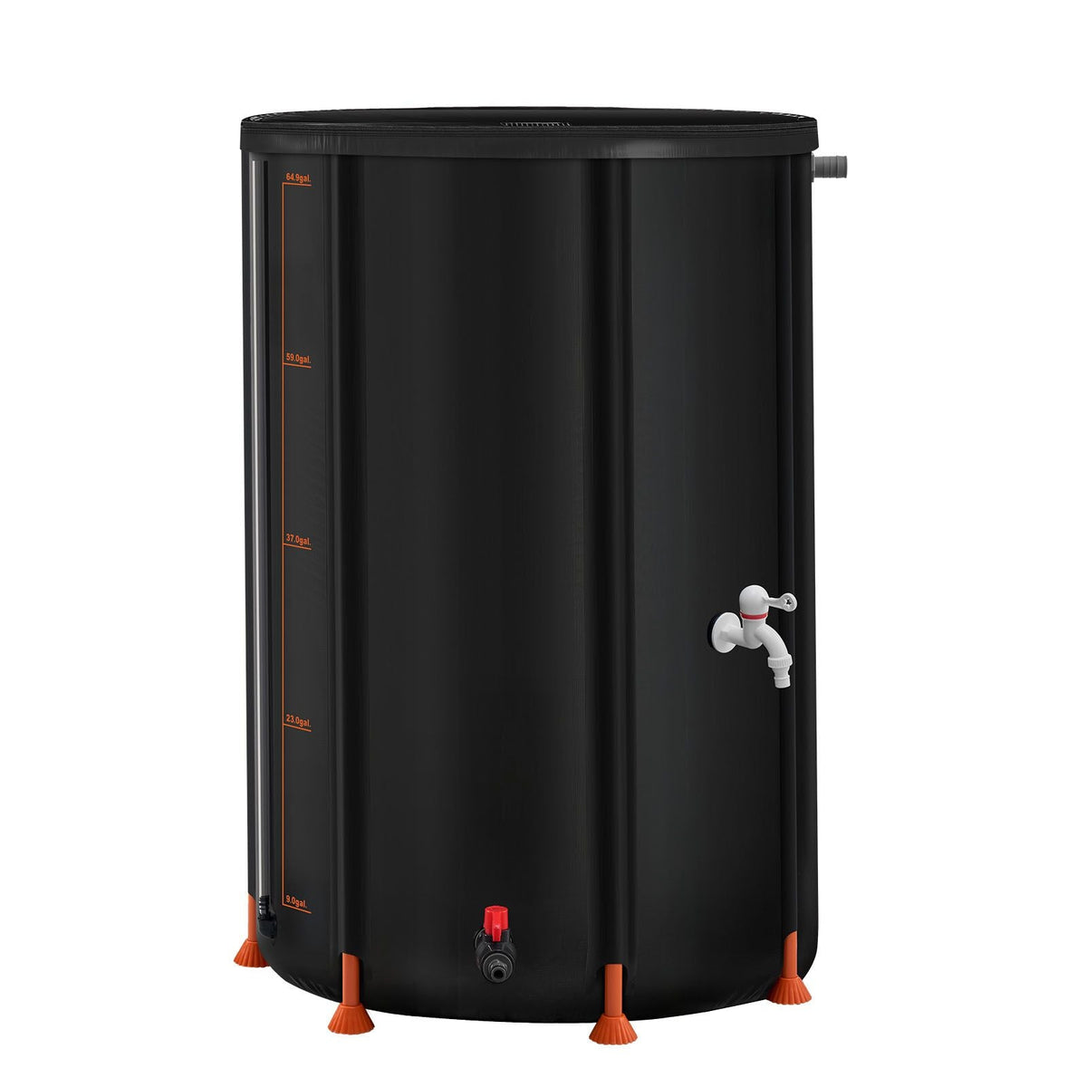 Collapsible Rain Barrel, 66 Gallon Portable Rain Water Collection Barrel, 500D PVC Rainwater Collection System, Garden Water Catcher Tank Storage Container with Spigot & Overflow Kit, Black