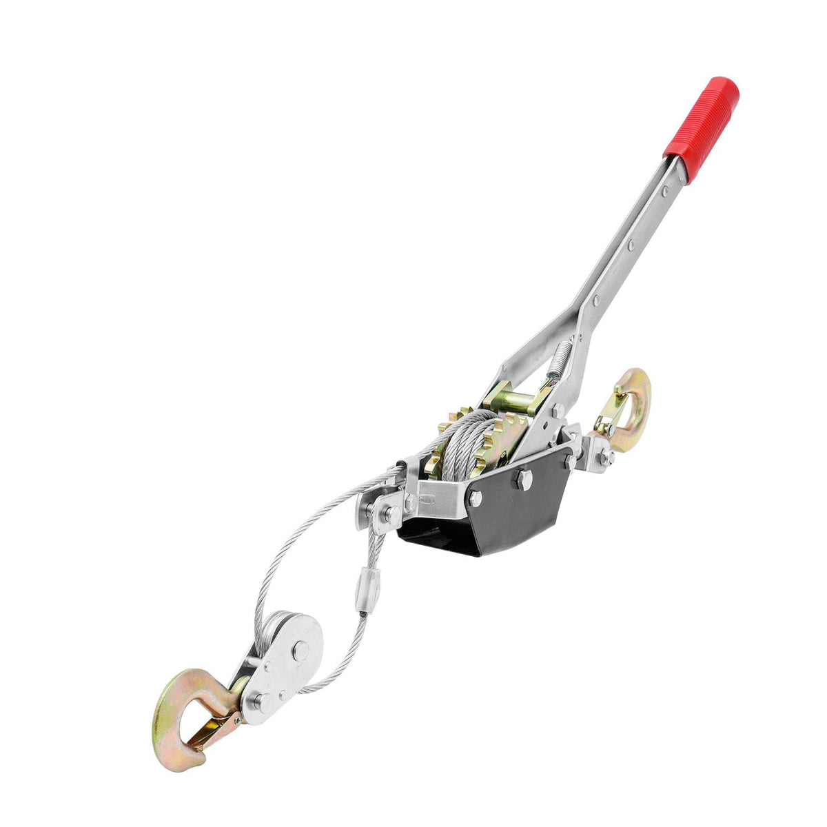 Come Along Winch, 2 Ton (4,409 lbs) Pulling Capacity, 12 ft Steel Cable, 2 Hooks, Heavy Duty Ratchet Power Puller Tool with Dual Gears, Automotive Hoist Cable Puller Ideal for Vehicle Rescue