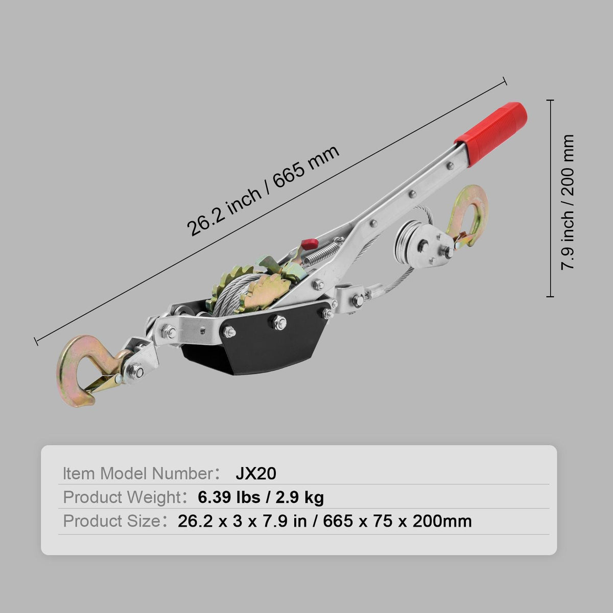 Come Along Winch, 2 Ton (4,409 lbs) Pulling Capacity, 12 ft Steel Cable, 2 Hooks, Heavy Duty Ratchet Power Puller Tool with Dual Gears, Automotive Hoist Cable Puller Ideal for Vehicle Rescue