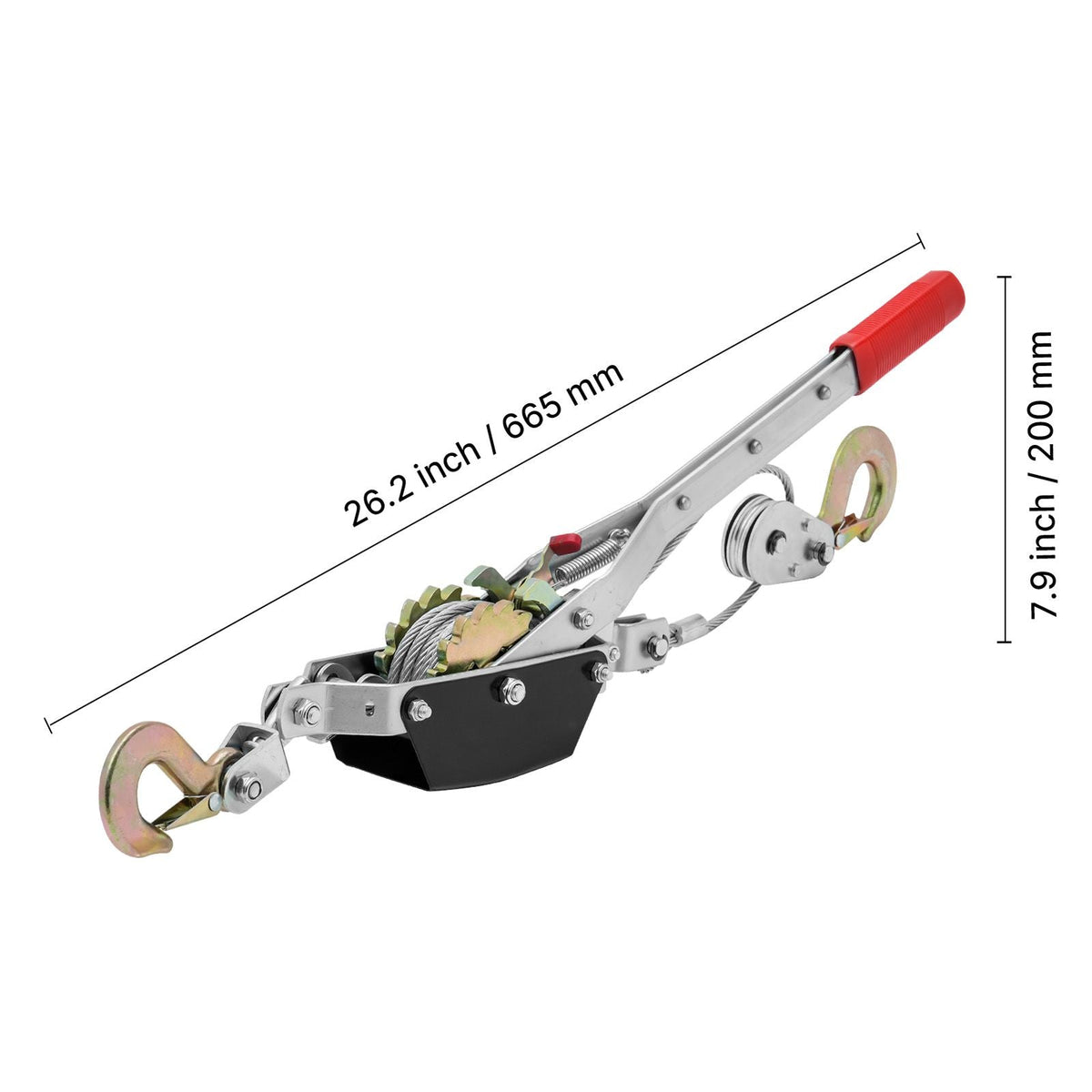 Come Along Winch, 2 Ton (4,409 lbs) Pulling Capacity, 12 ft Steel Cable, 2 Hooks, Heavy Duty Ratchet Power Puller Tool with Dual Gears, Automotive Hoist Cable Puller Ideal for Vehicle Rescue