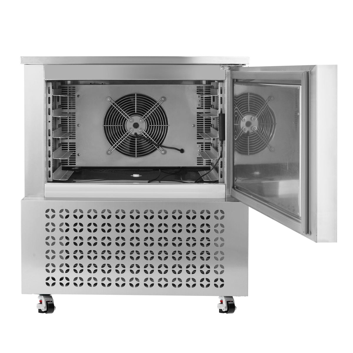 Commercial Blast Freezer, 114 L / 4 Cu.ft Blast Chiller with 5 Trays, Blast Chiller Freezer Chest with 4 Freezing Modes, Stainless Steel Food Blast Freezer with Casters for Restaurant, Seafood