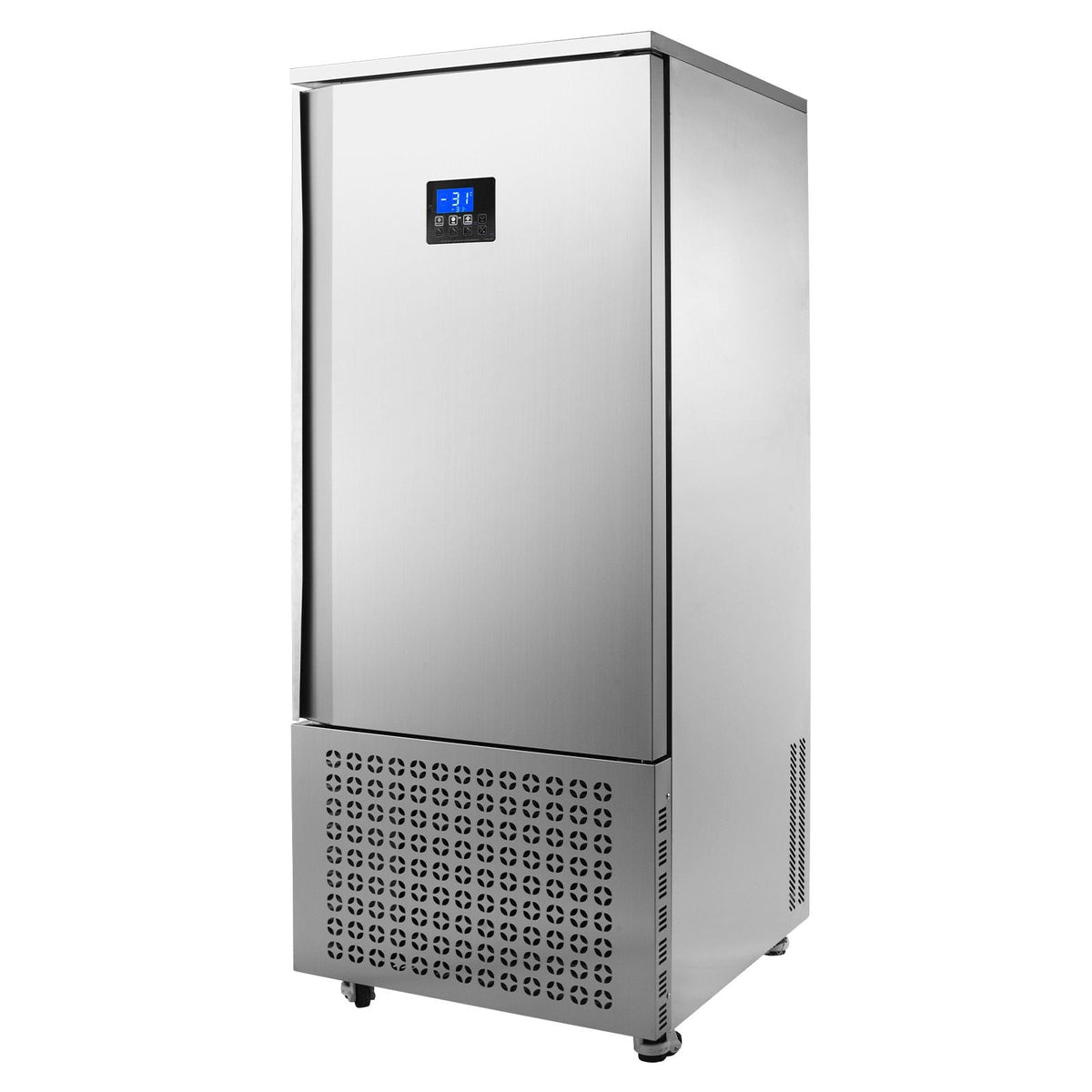 Commercial Blast Freezer, 370 L / 13.1 Cu.ft Blast Chiller with 15 Trays, Blast Chiller Freezer Chest with 4 Freezing Modes, Stainless Steel Food Blast Freezer with Casters