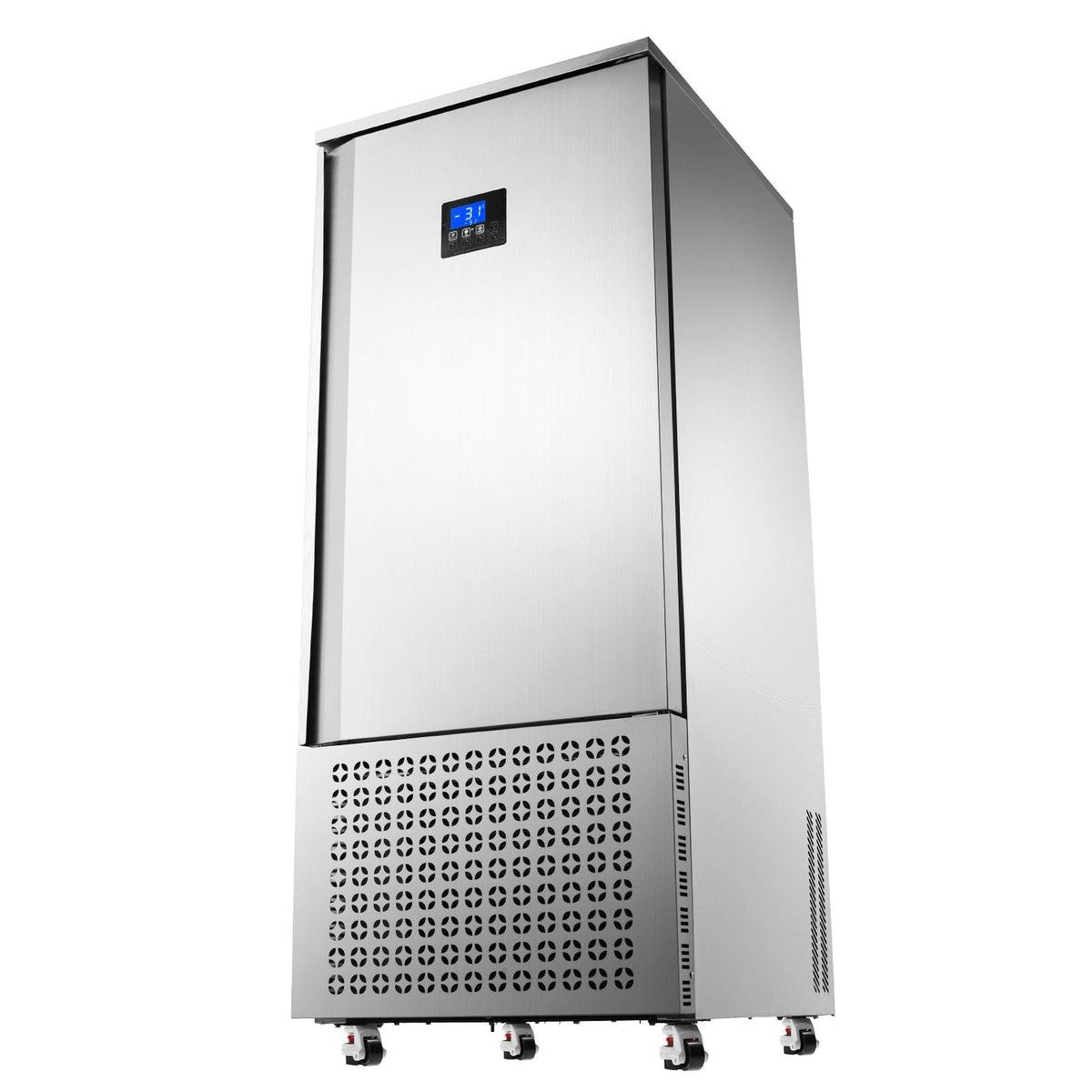 Commercial Blast Freezer, 370 L / 13.1 Cu.ft Blast Chiller with 15 Trays, Blast Chiller Freezer Chest with 4 Freezing Modes, Stainless Steel Food Blast Freezer with Casters
