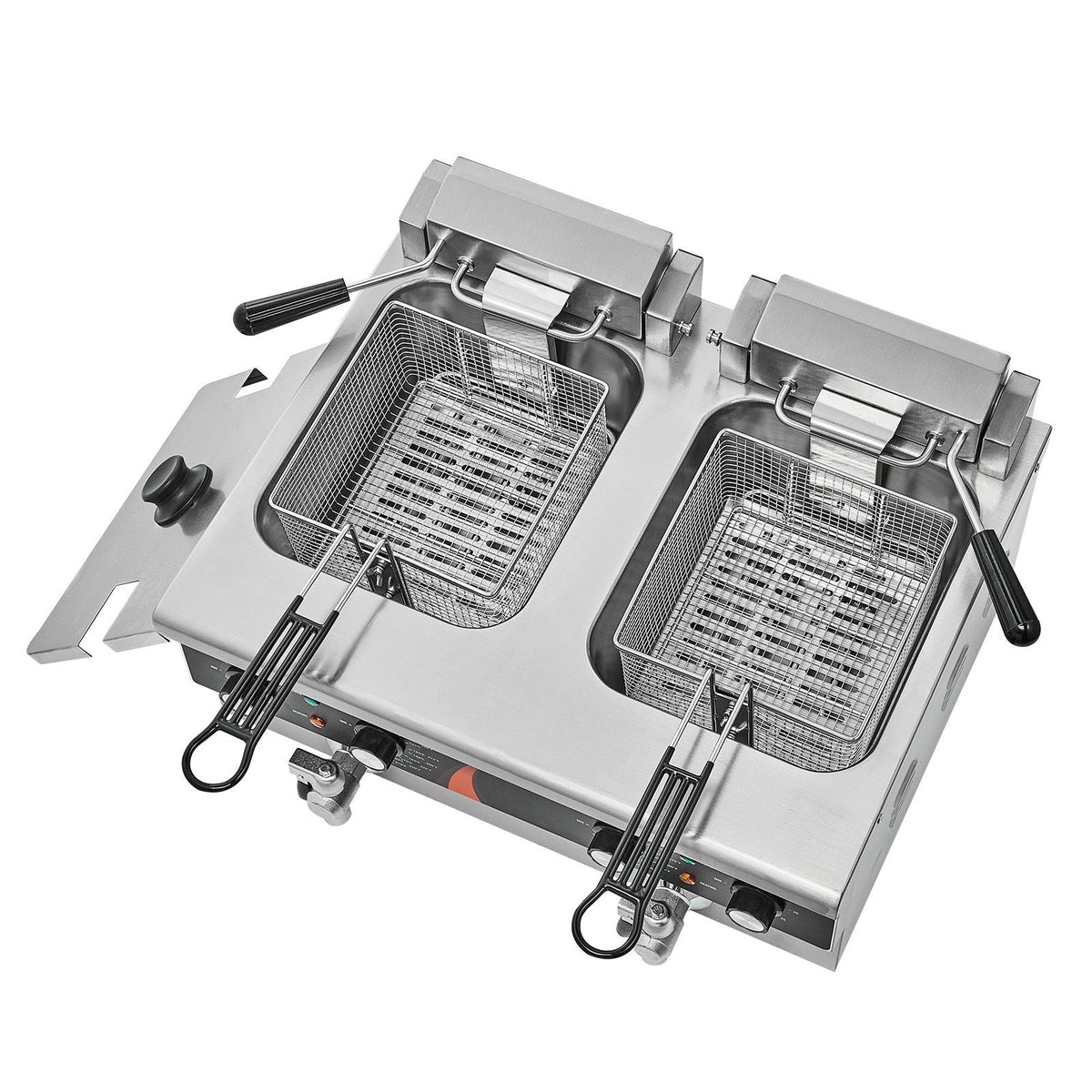 Commercial Deep Fryer, Dual Tank 3500W Electric Countertop Fryer, 2 x 9Qt / 8.5L Double Oil Fryer with 2 Baskets, 1mm Thickened Stainless Steel, Time & Temp Control, for Kitchen Restaurant Use