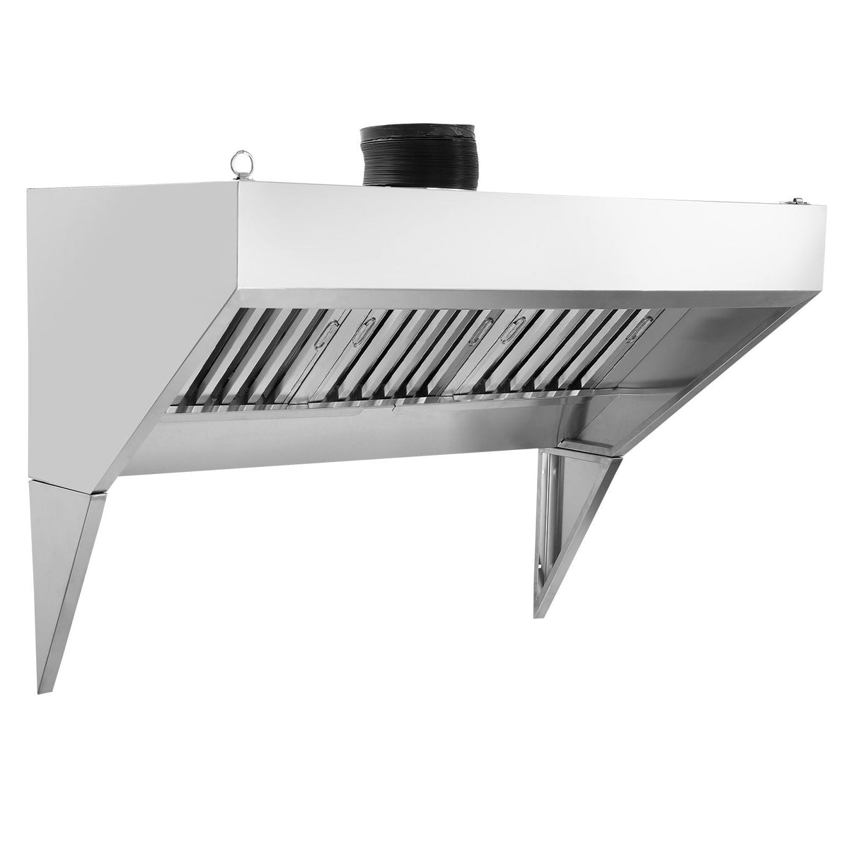 Commercial Exhaust Hood, 7FT Food Truck Hood Exhaust, 201 Stainless Steel Concession Trailer Hood with 3 Detachable U-shaped Grid Oil Filter Mesh, Rust Resistant Vent Hood for Kitchen Restaurant