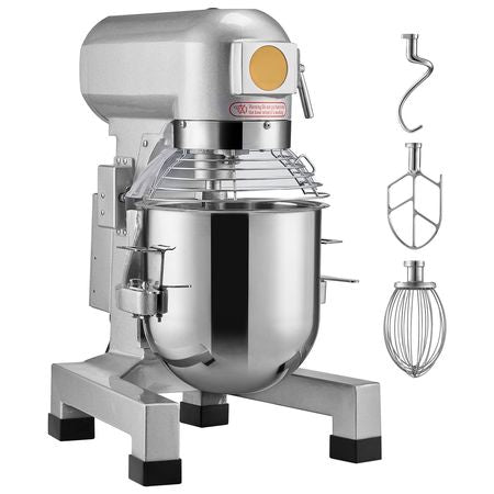 Commercial Food Mixer, 28.5L Commercial Stand Mixer with 3 Adjustable Speeds, 1100W Dough Mixer with Stainless Steel Bowl and 3 Mixing Attachments, Ideal for Restaurant, Bakery, Pastry shop, Caf