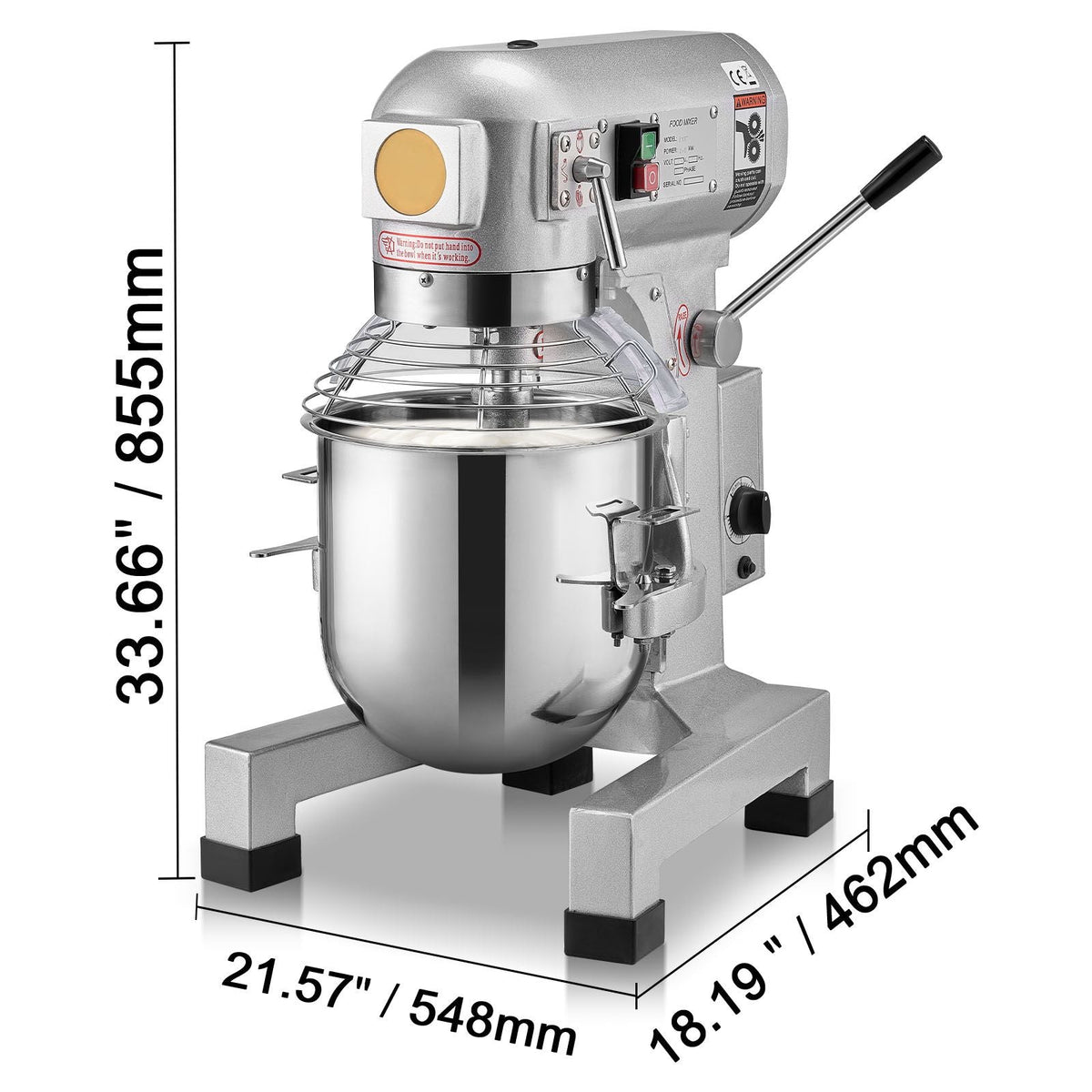 Commercial Food Mixer, 28.5L Commercial Stand Mixer with 3 Adjustable Speeds, 1100W Dough Mixer with Stainless Steel Bowl and 3 Mixing Attachments, Ideal for Restaurant, Bakery, Pastry shop, Caf