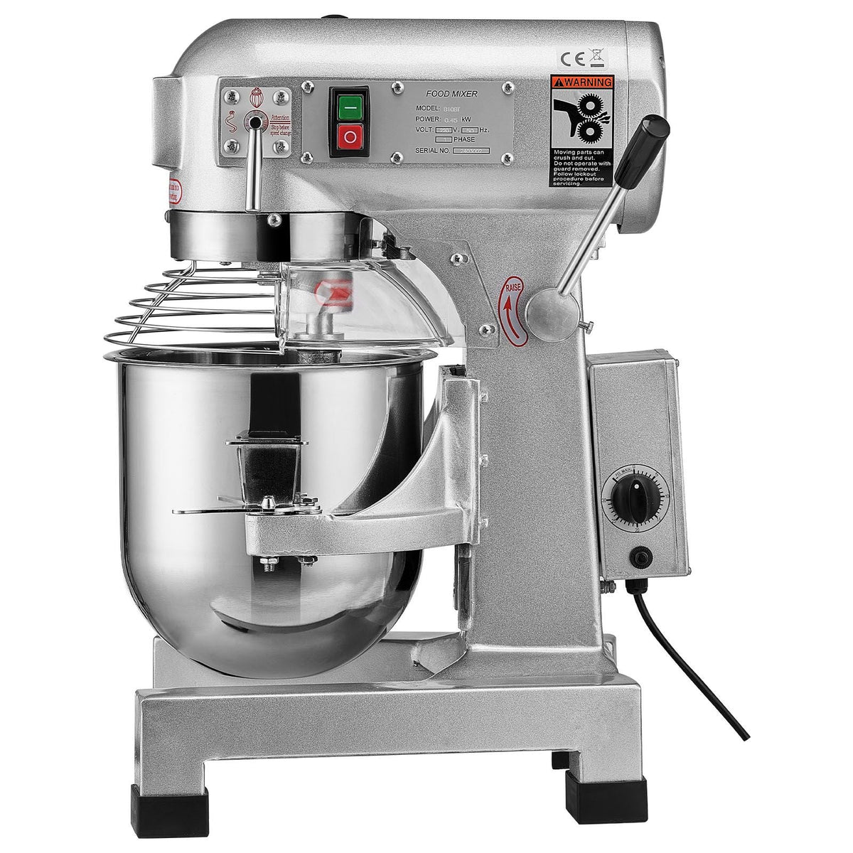 Commercial Food Mixer, 28.5L Commercial Stand Mixer with 3 Adjustable Speeds, 1100W Dough Mixer with Stainless Steel Bowl and 3 Mixing Attachments, Ideal for Restaurant, Bakery, Pastry shop, Caf