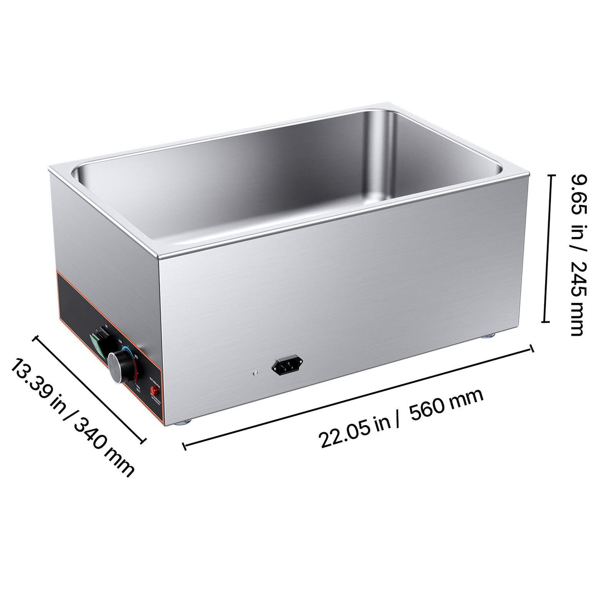 Commercial Food Warmer, 1500W Electric Stainless Steel Steam Food Warmer, Fast Heating Countertop Buffet Bain Marie with Power Cord & Divider Strip, for Catering, Restaurants, Parties, Buffets