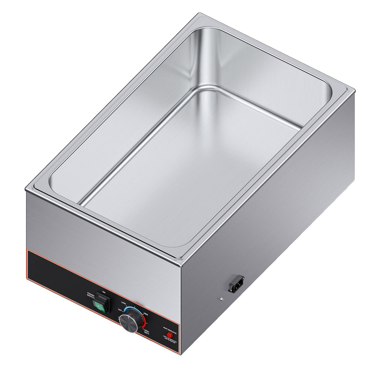 Commercial Food Warmer, 1500W Electric Stainless Steel Steam Food Warmer, Fast Heating Countertop Buffet Bain Marie with Power Cord & Divider Strip, for Catering, Restaurants, Parties, Buffets