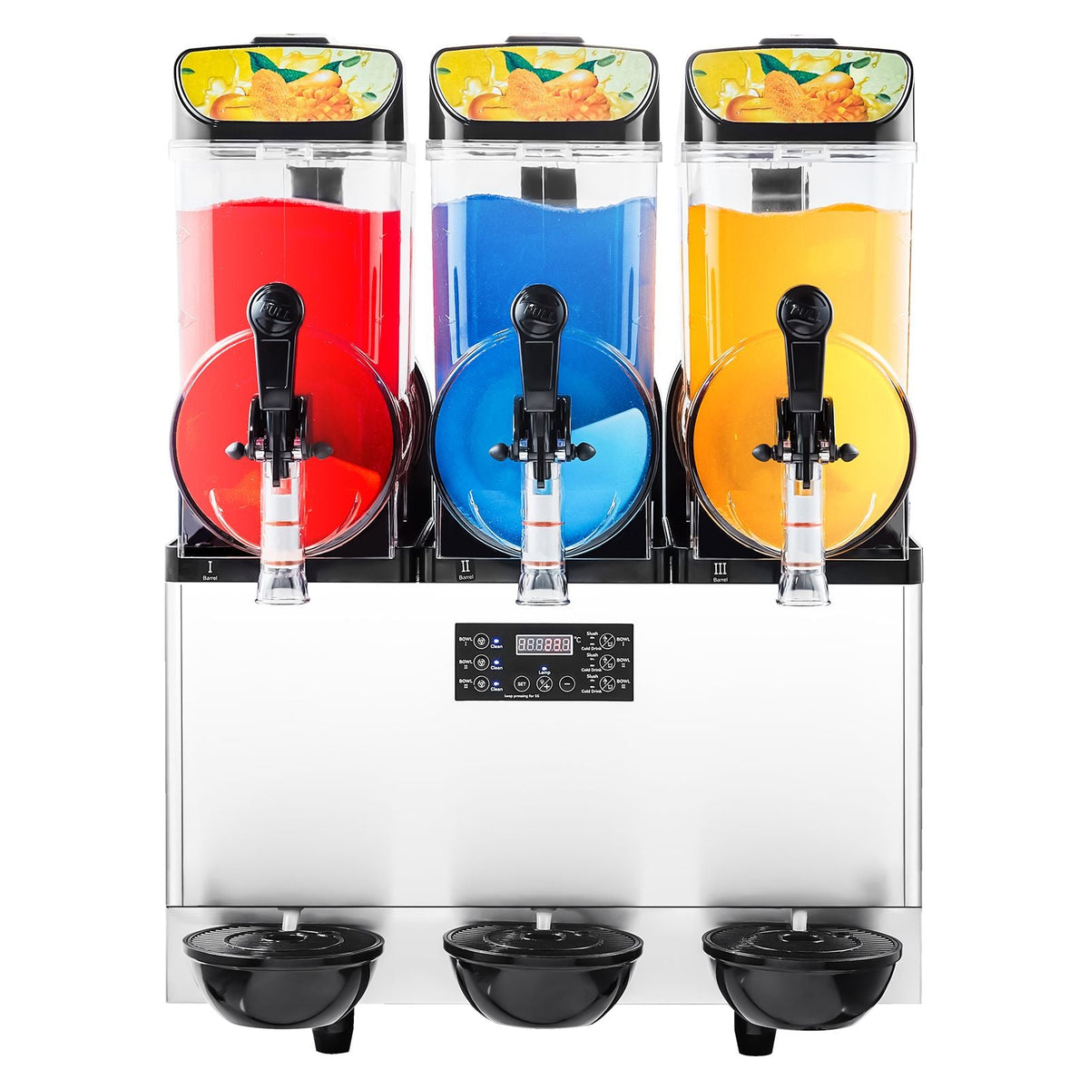 Commercial Frozen Drink Maker, 15Lx3 Triple Tank Slushy Machine, 180 Cups Stainless Steel Margarita Smoothie Frozen Drink Machine, Slushie Maker for Home Party Restaurants Cafe Bars