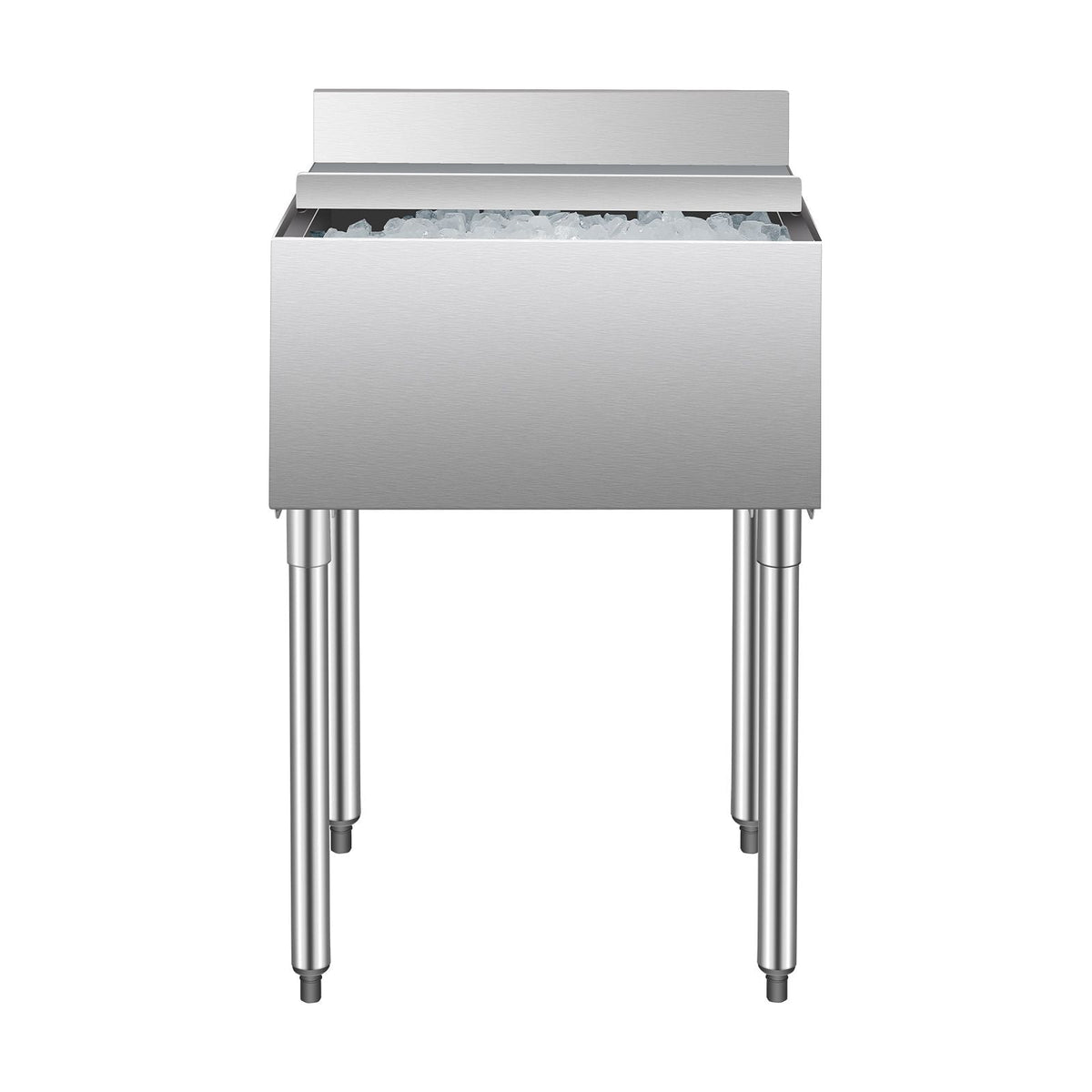 Commercial Ice Bin, 61 L Underbar Ice Bin, 24 x 19 x 37 in Stainless Steel Ice Chest with Sliding Lid, Bottle Holders, Adjustable Bullet Feet, Cooler Cart Cocktail Unit for Bar Restaurant Pub