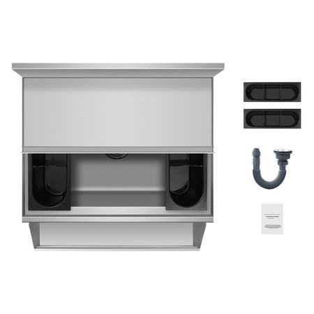 Commercial Ice Bin, 61.6 L Underbar Ice Bin, 24 x 24.2 x 37 in Stainless Steel Ice Chest with Sliding Lid, Bottle Holders, and Adjustable Bullet Feet, Cocktail Unit for Bar, Restaurant & Pub
