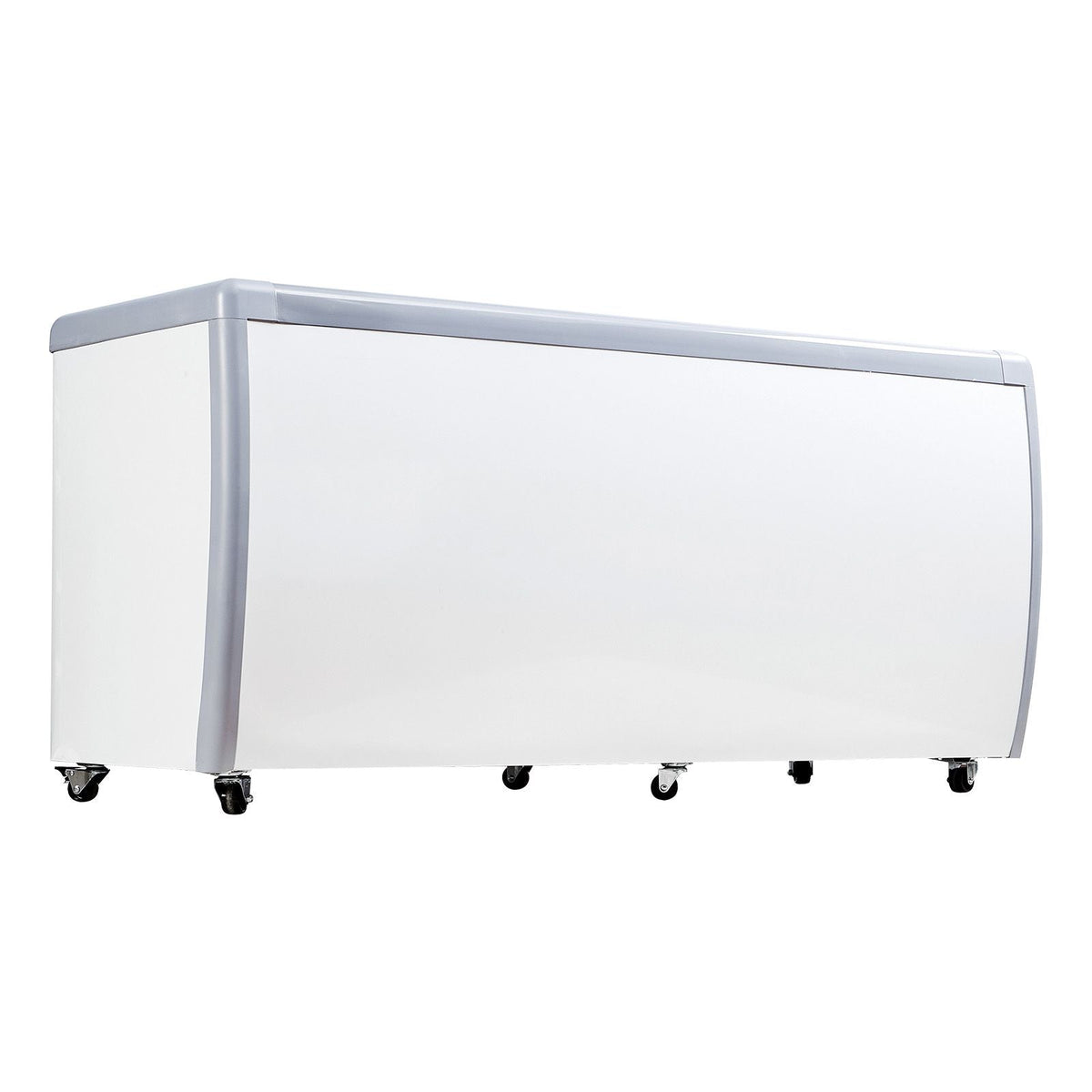 Commercial Ice Cream Display Case, 13.1 Cu.ft Chest Freezer, Mobile Glass Top Deep Freezer, Restaurant Gelato Dipping Cabinet with 8 Large Tubs, 2 Sliding Glass Doors, Locking Casters, White