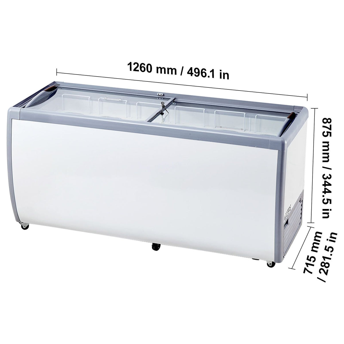 Commercial Ice Cream Display Case, 20 Cu.ft Chest Freezer, Mobile Glass Top Deep Freezer, Restaurant Gelato Dipping Cabinet with 12 Large Tubs, 2 Sliding Glass Doors, Locking Casters, White