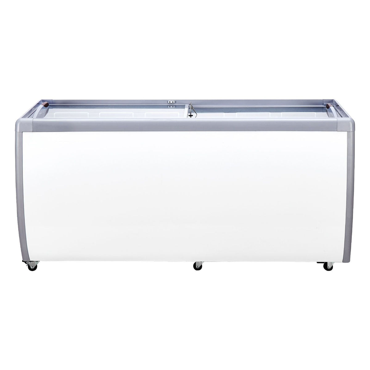 Commercial Ice Cream Display Case, 20 Cu.ft Chest Freezer, Mobile Glass Top Deep Freezer, Restaurant Gelato Dipping Cabinet with 12 Large Tubs, 2 Sliding Glass Doors, Locking Casters, White