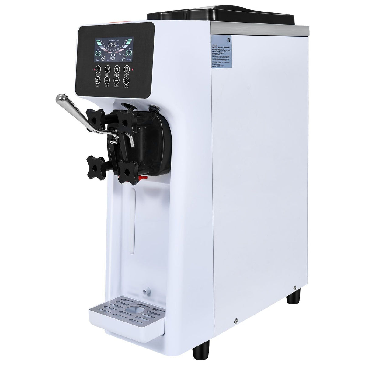 Commercial Ice Cream Machine, 10.6 QT/H Yield, 1000W Single Flavor Countertop Soft Serve Ice Cream Maker, with 4L Hopper 1.6L Cylinder, LCD Panel Auto Clean Pre-cooling, for Restaurant Snack Bar