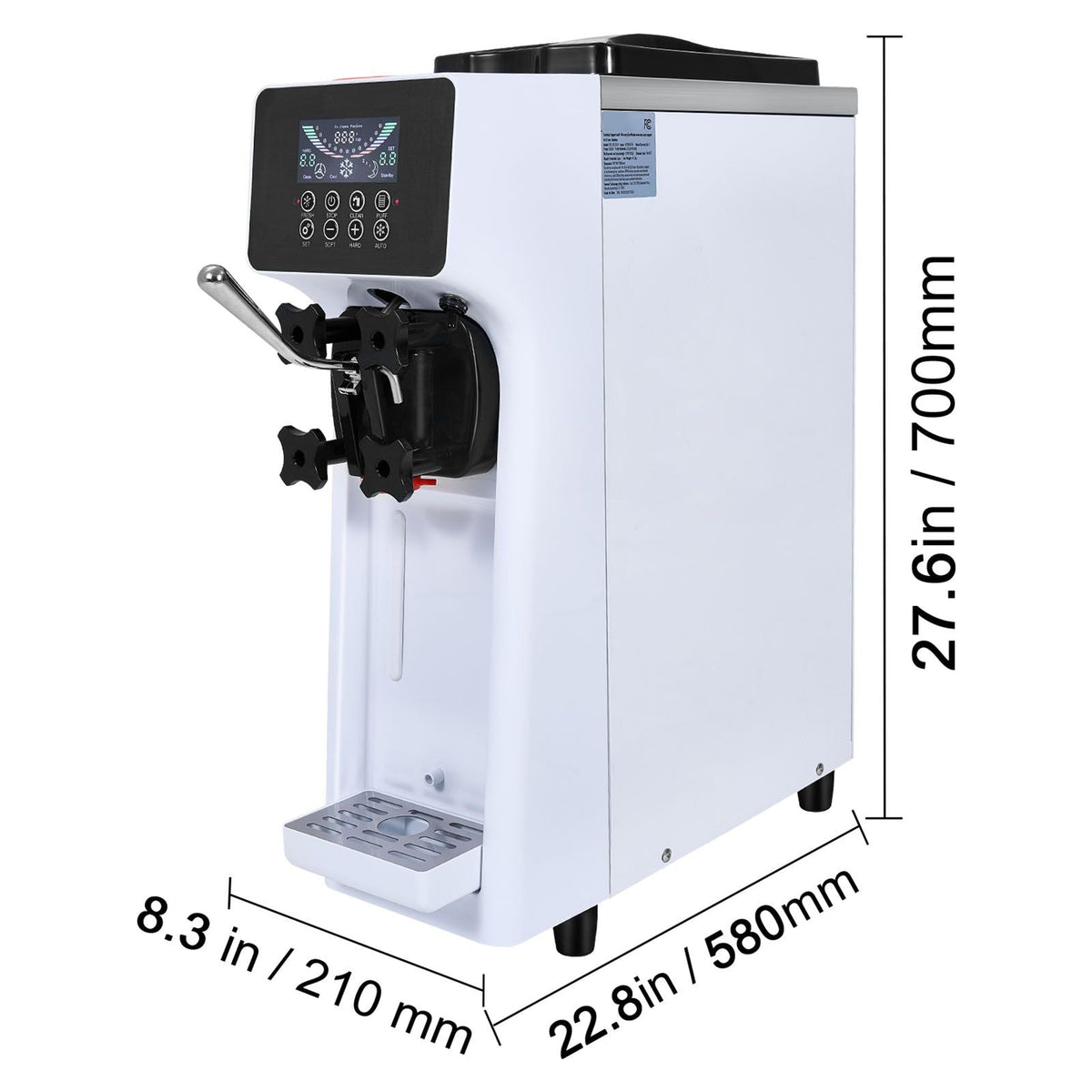 Commercial Ice Cream Machine, 10.6 QT/H Yield, 1000W Single Flavor Countertop Soft Serve Ice Cream Maker, with 4L Hopper 1.6L Cylinder, LCD Panel Auto Clean Pre-cooling, for Restaurant Snack Bar