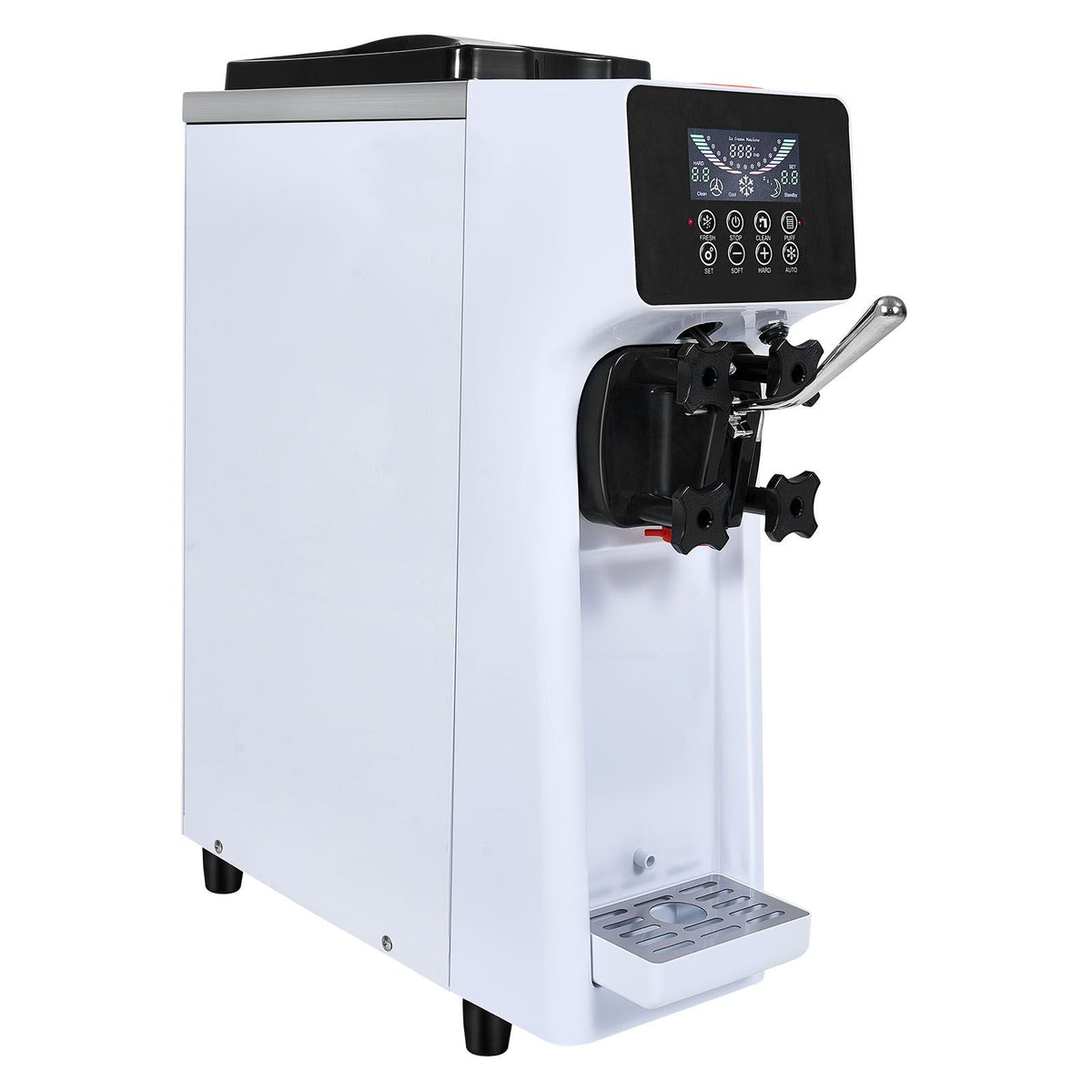 Commercial Ice Cream Machine, 10.6 QT/H Yield, 1000W Single Flavor Countertop Soft Serve Ice Cream Maker, with 4L Hopper 1.6L Cylinder, LCD Panel Auto Clean Pre-cooling, for Restaurant Snack Bar