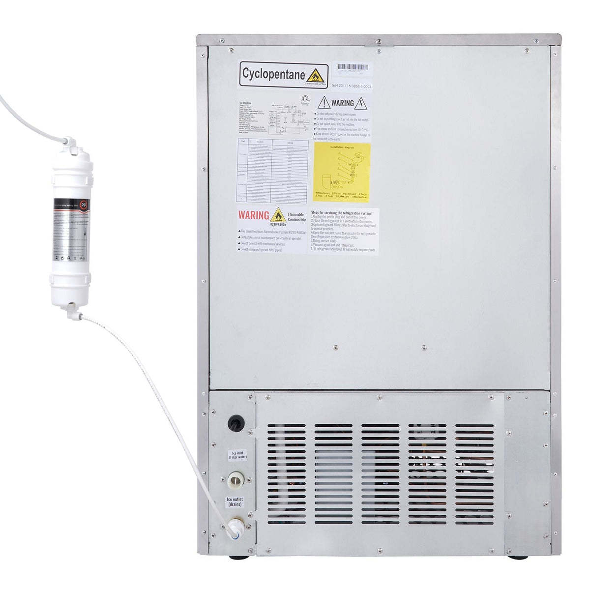 Commercial Ice Maker, 200lbs/24H, Ice Maker Machine, 90 Ice Cubes in 12-15 Minutes, Freestanding Cabinet Ice Maker with 66lbs Storage Capacity LED Digital Display, for Bar Home Office Restaurant
