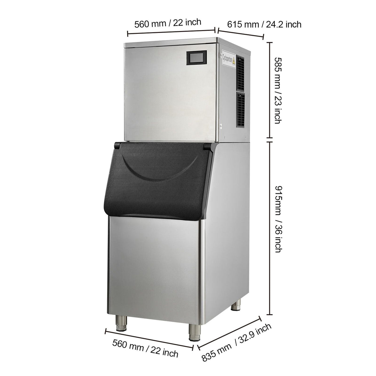 Commercial Ice Maker, 450LBS/24H Ice Making Machine with 330.7LBS Large Storage Bin, 1000W Auto Self-Cleaning Ice Maker Machine with 3.5-inch LED Panel for Bar Cafe Restaurant Business