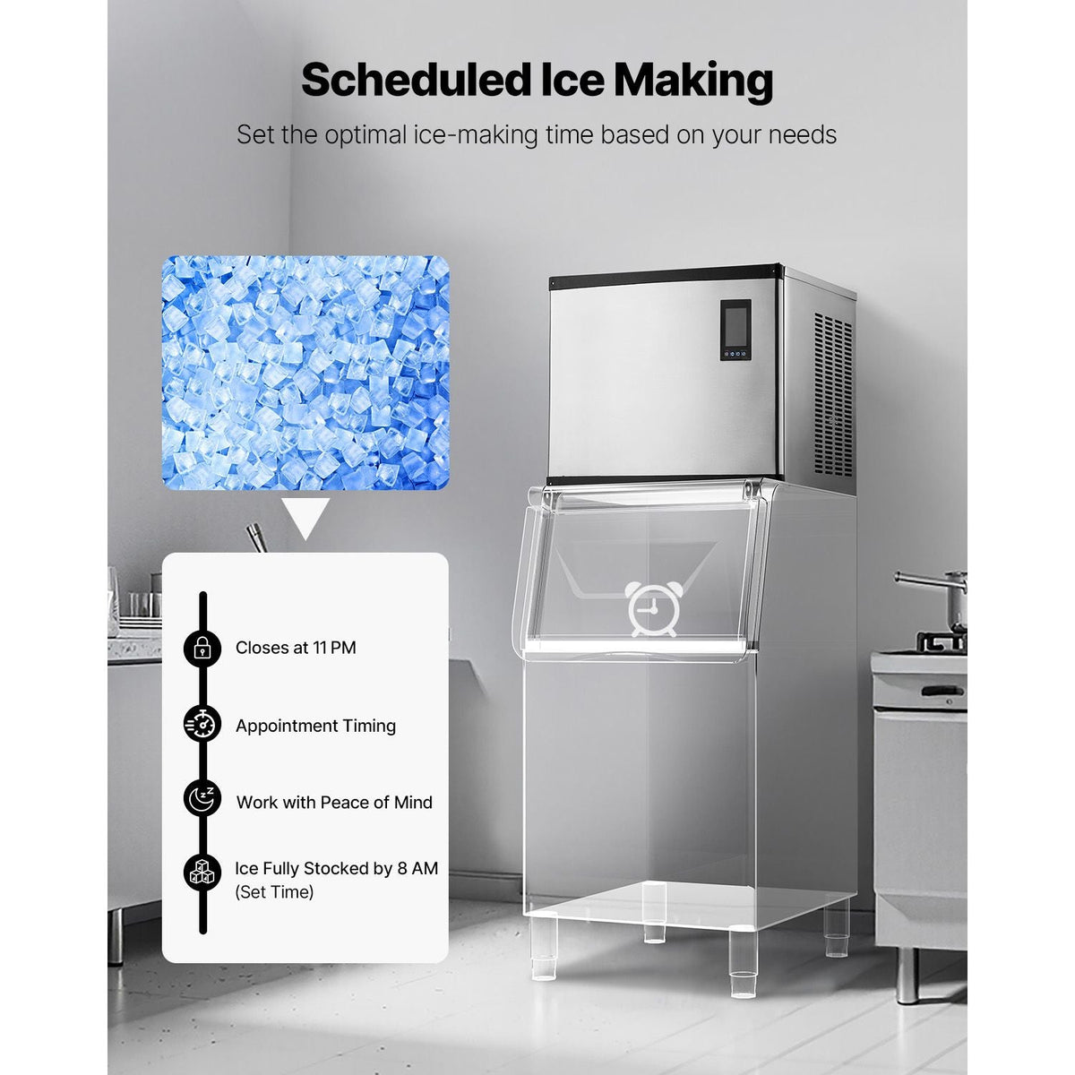 Commercial Ice Maker Machine - Head, 1000 Lbs/Day Stainless Steel Ice Machine with Scheduled Ice-Making, Self-Cleaning, Adjustable Thickness, Ideal for Restaurant Bar Cafe Hotel - Head Only