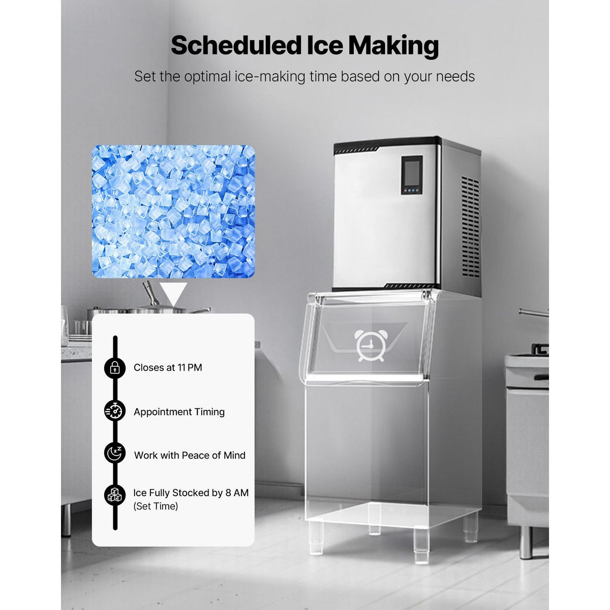 Commercial Ice Maker Machine - Head, 800 Lbs/Day Stainless Steel Ice Machine with Scheduled Ice-Making, Self-Cleaning, Adjustable Thickness, Ideal for Restaurant Bar Cafe Hotel - Head Only