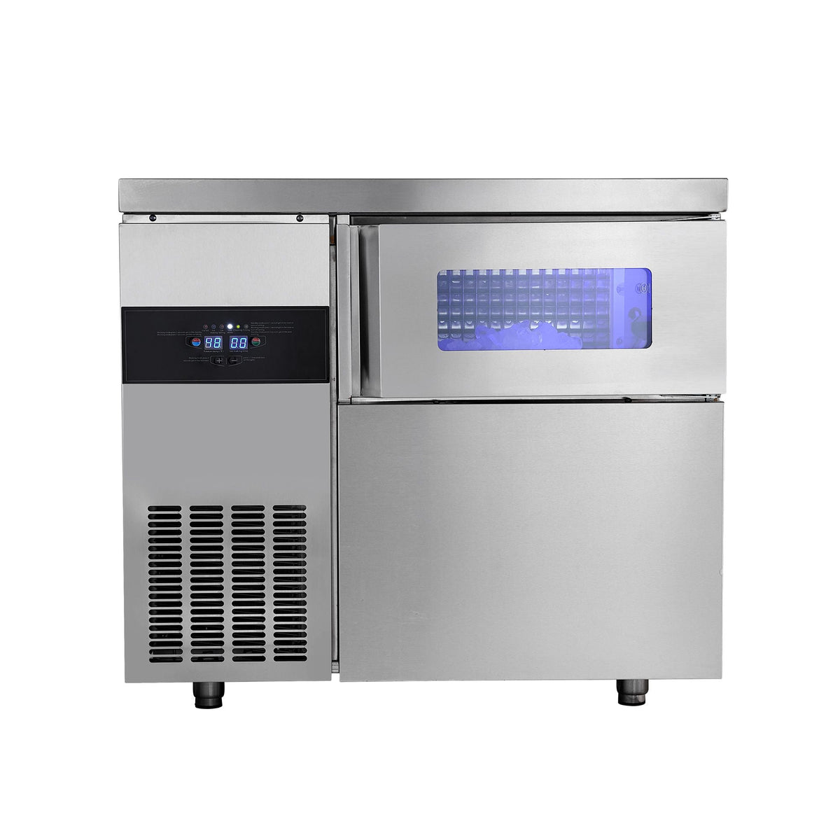 Commercial Ice Maker Machine, 265 lbs/24H Stainless Steel Ice Machine with Worktop, 66 lbs Storage & 126 Cubes/Cycle, Self-Cleaning Freestanding Ice-Making for Home Bar Office Restaurant Kitchen