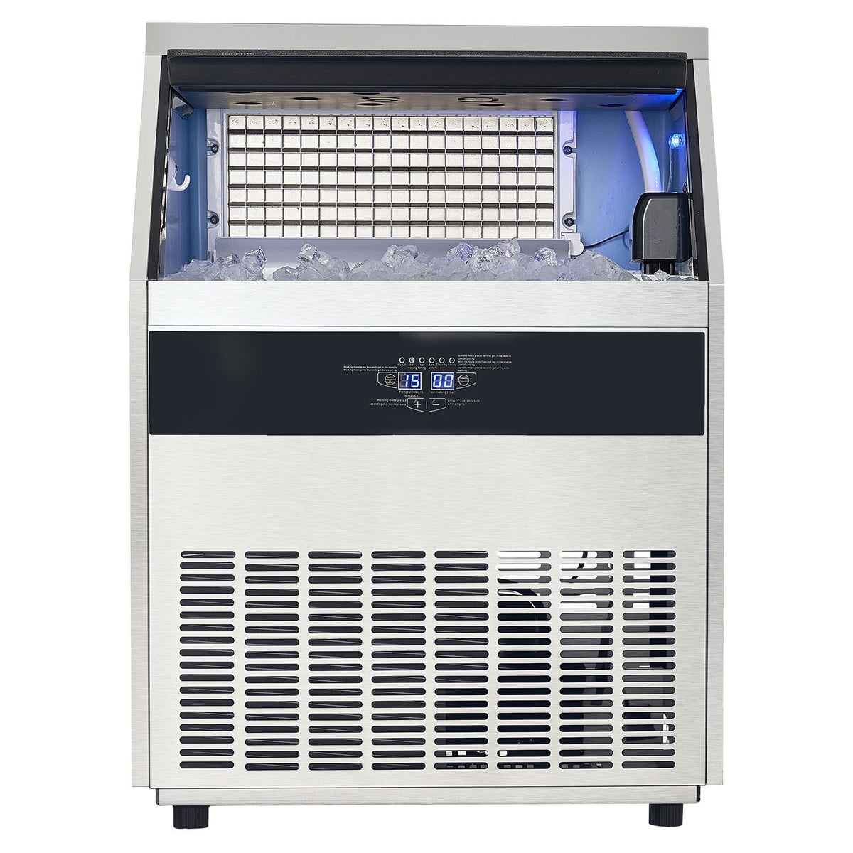 Commercial Ice Maker Machine, 265lbs/24H Ice Maker Machine with 88lbs Storage Capacity, 126 Ice Cubes in 15 Minutes, LED Digital Display Freestanding Self-Cleaning for Bar Office Restaurant