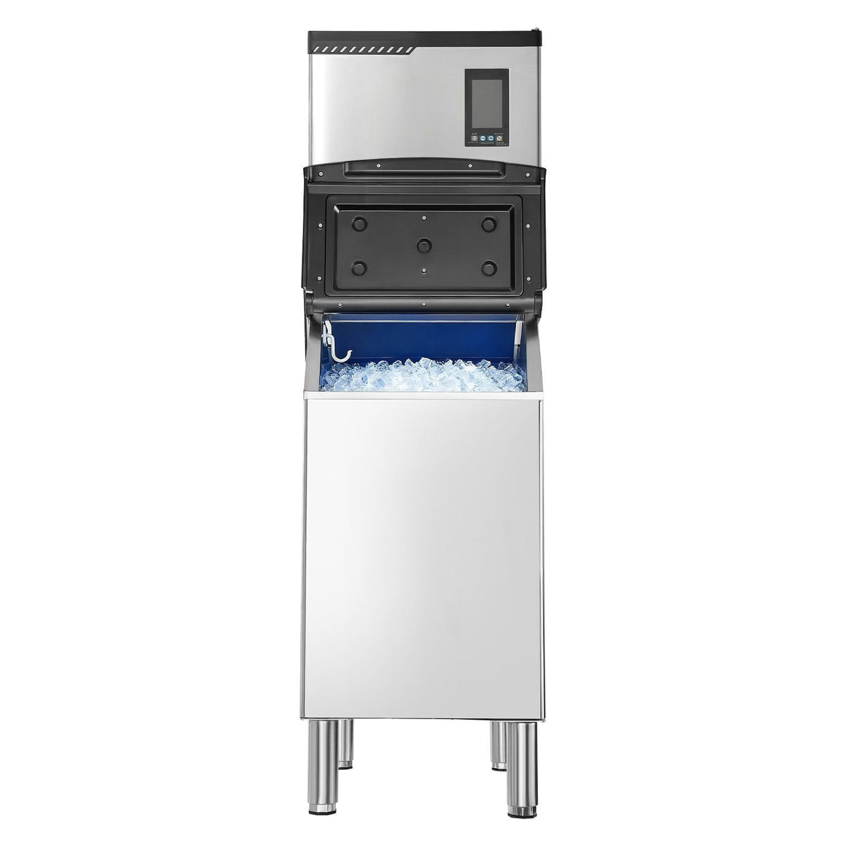 Commercial Ice Maker Machine, 300LBS/24H Ice-Making Machine with 300LBS Stainless Steel Storage Bin, Auto Self-Cleaning Ice Maker with Touchscreen for Bar Cafe Restaurant Business Commercial