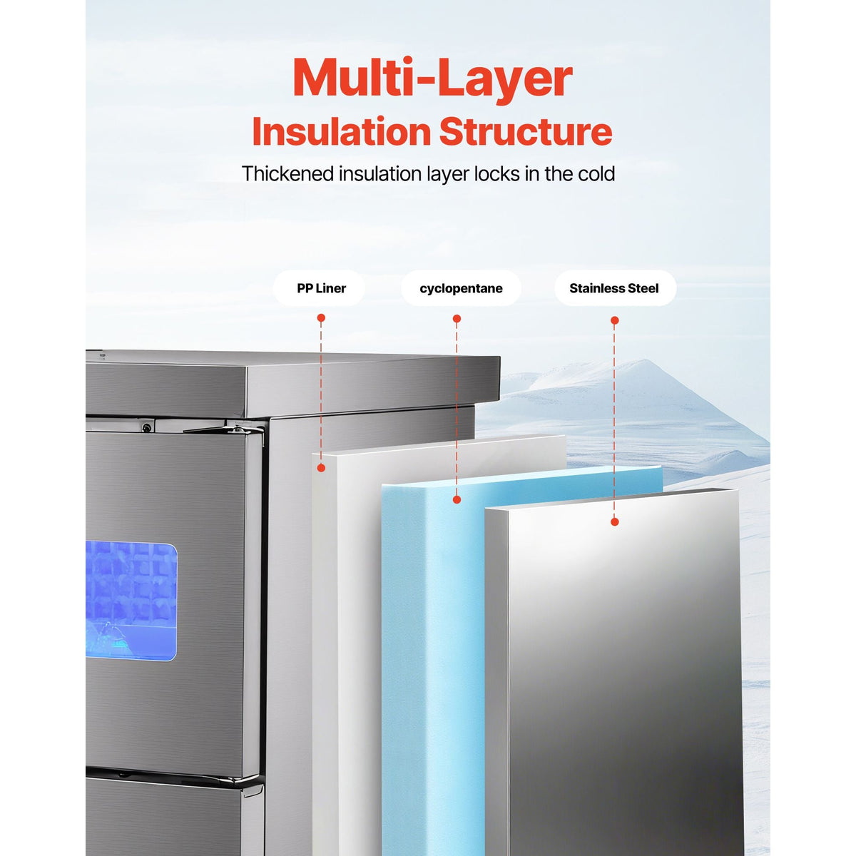 Commercial Ice Maker Machine, 330 lbs/24H Stainless Steel Ice Machine with Worktop, 88 lbs Storage & 144 Cubes/Cycle, Self-Cleaning Freestanding Ice-Making for Home Bar Office Restaurant Kitchen