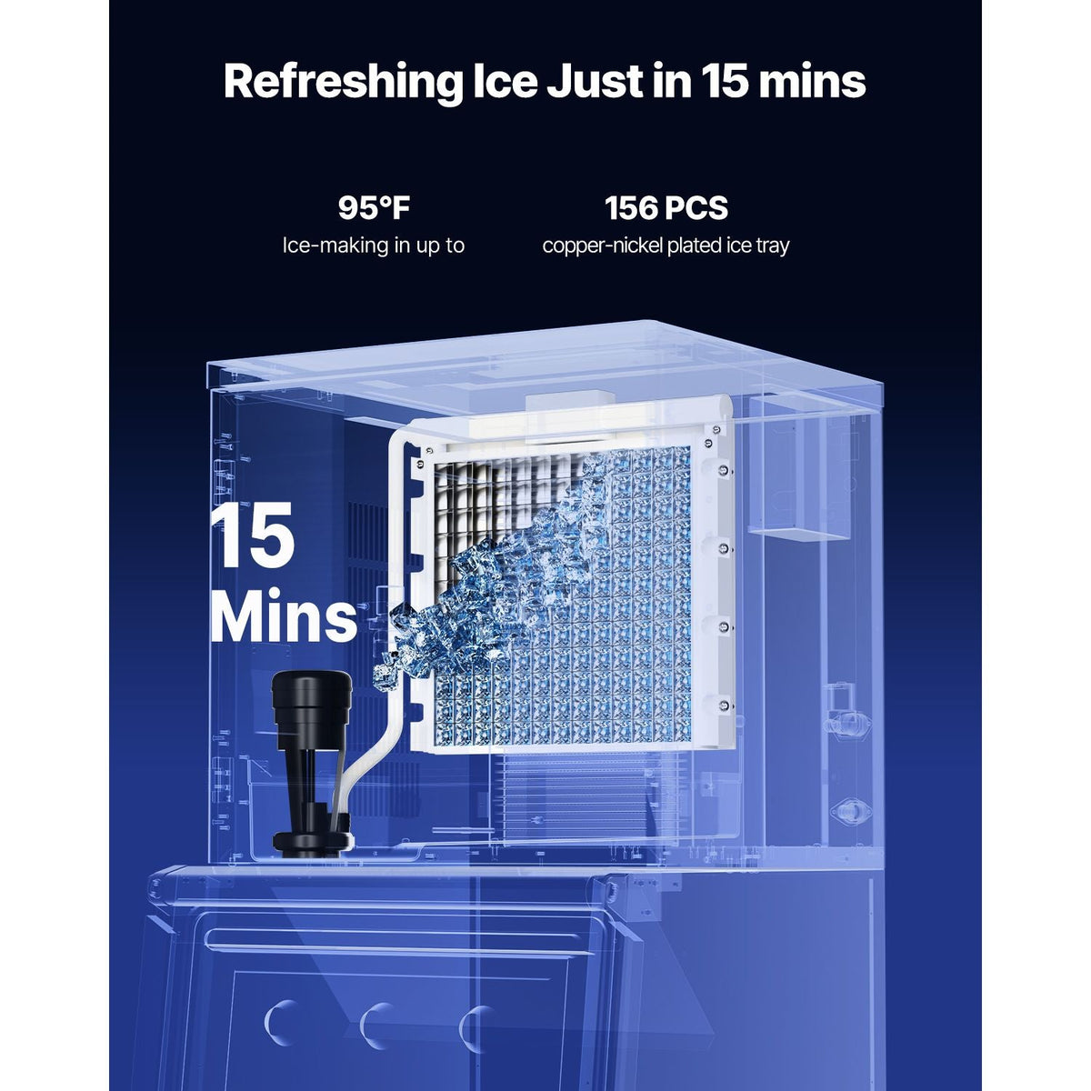 Commercial Ice Maker Machine 360 lbs/Day, 22 Inch Stainless Steel Industrial Ice Machine, Self-Cleaning and Scheduled Ice Making, Modular Ice Cube Machine for Restaurant Hotel - Head Only