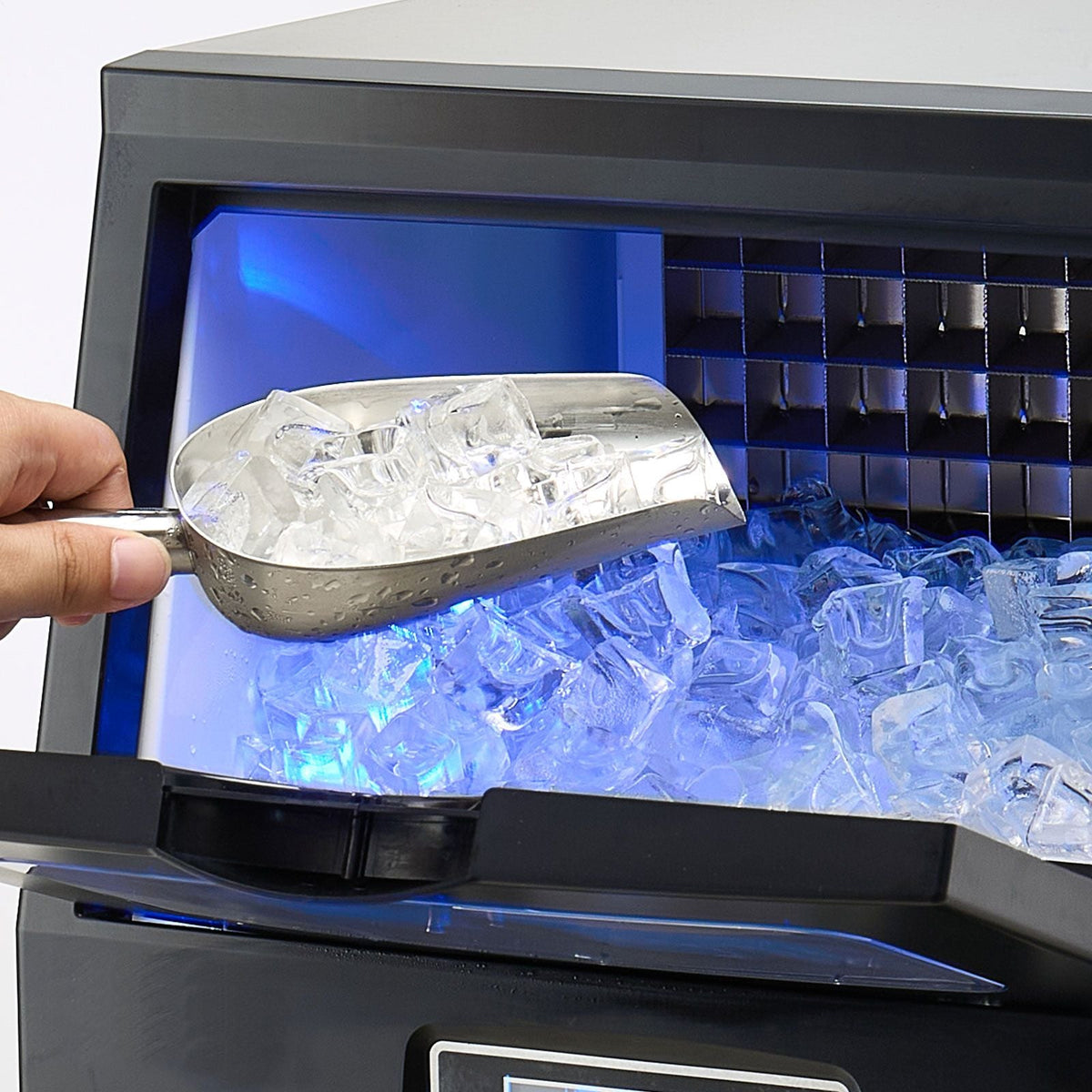 Commercial Ice Maker Machine, 80 lbs/24h with 12Lbs Storage, 32 Cubes per Cycle, Stainless Steel Freestanding & Countertop Ice Maker with LED Display & Self-Cleaning, for Home Bar Restaurant